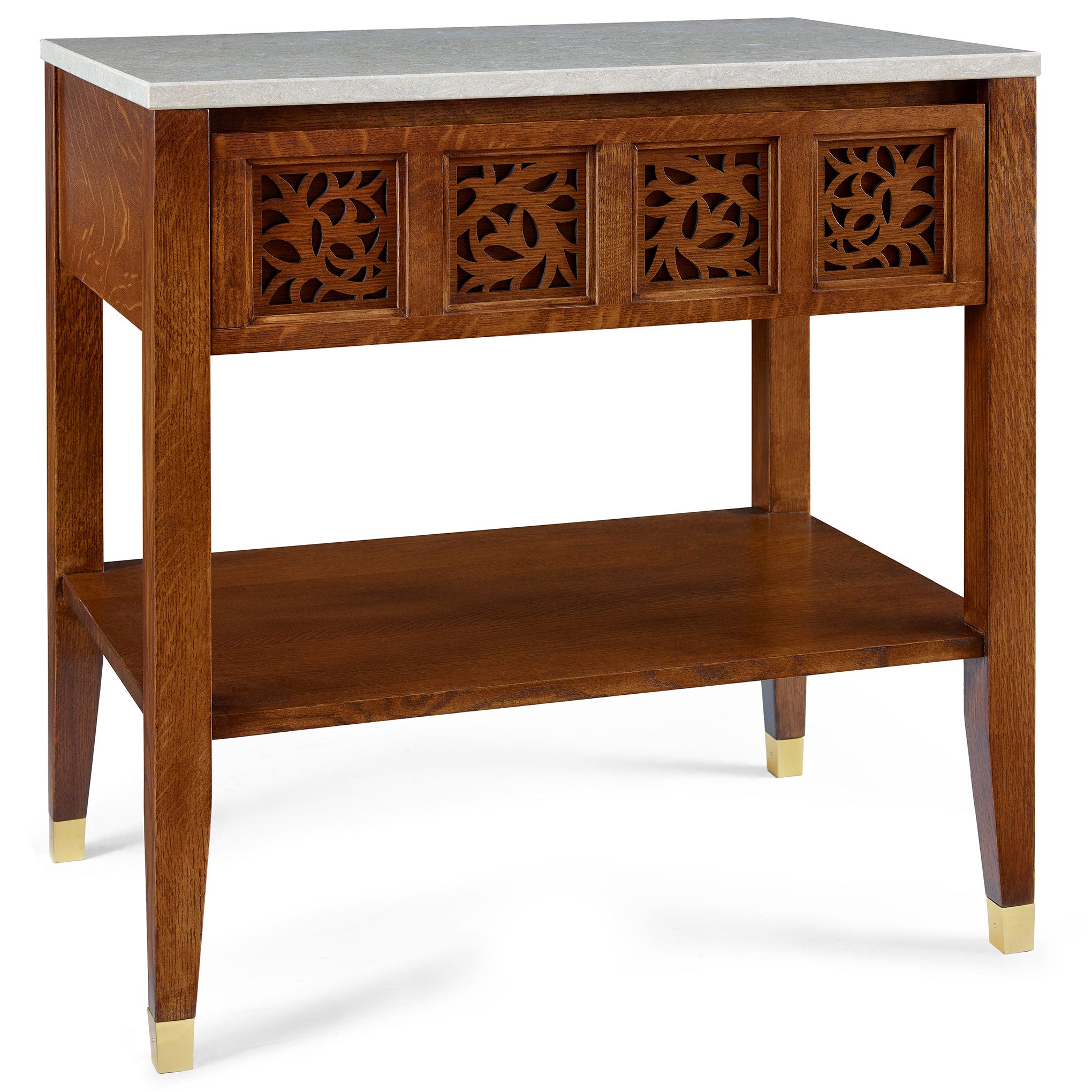 Surrey Hills Open Nightstand with Stone Top - Modern Bedside Table for Bedroom, Living Room & Office - Stylish Storage Solution for Books, Lamps & Essentials