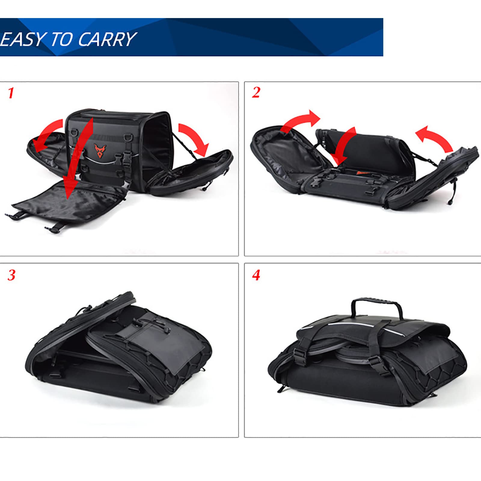 Waterproof Motorcycle Tail Bag - High Capacity Rear Seat Storage Bag with Multifunction Pockets | Durable Motorbike Luggage for Commuting, Travel & Adventure Rides