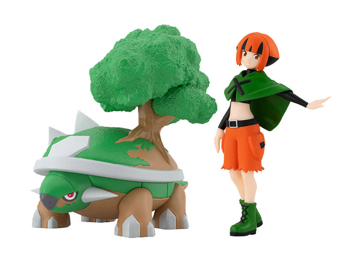 Bandai Pokemon Scale World Sinnoh Region Gardenia and Torterra 2-Pack Action Figure Set - Collectible Trading Figures for Pokemon Fans, Perfect for Display, Gifts, and Game Room Decor