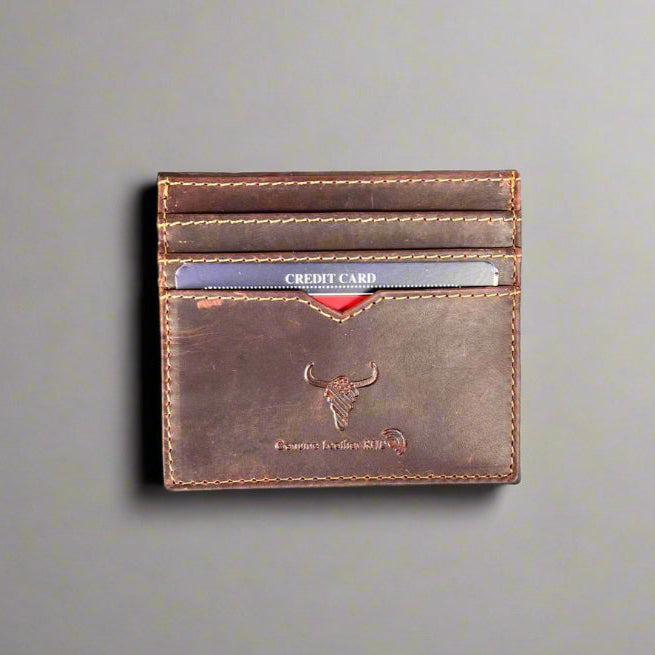 Slim Cow Leather Card Holder for Men - RFID Blocking Minimalist Wallet for Credit Cards & ID - Perfect for Travel, Business, and Everyday Use