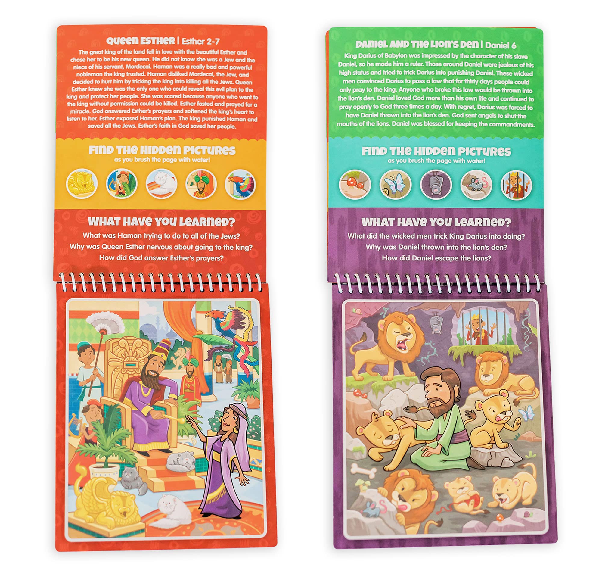 Kanga Toys 4 Pack Aqua Brush Activity Books for Kids Ages 3+ - Old Testament #1, Old Testament #2, New Testament & Book of Mormon Set | Bible Learning & Water Painting Fun for Toddlers & Preschoolers