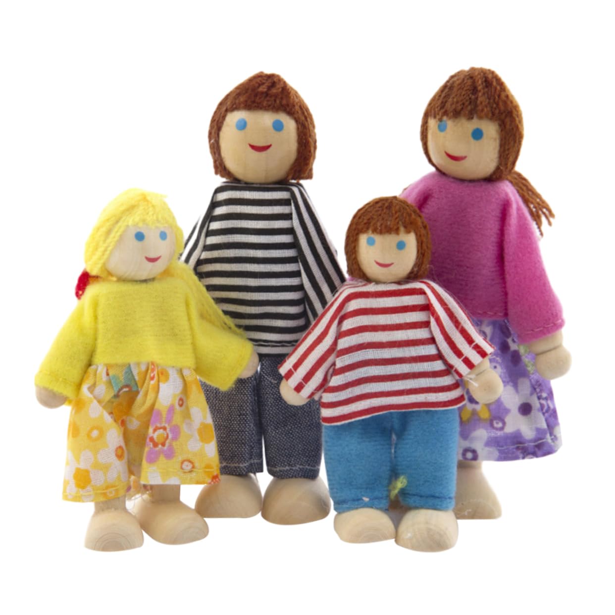 4pcs Miniature Wooden Doll Family Figures - Happy Family Dolls Set for Kids Pretend Play, Wooden Toys for Children & Adults, Perfect for Dollhouse Playsets & Collectibles - Great Gift for Kids & Toy Enthusiasts