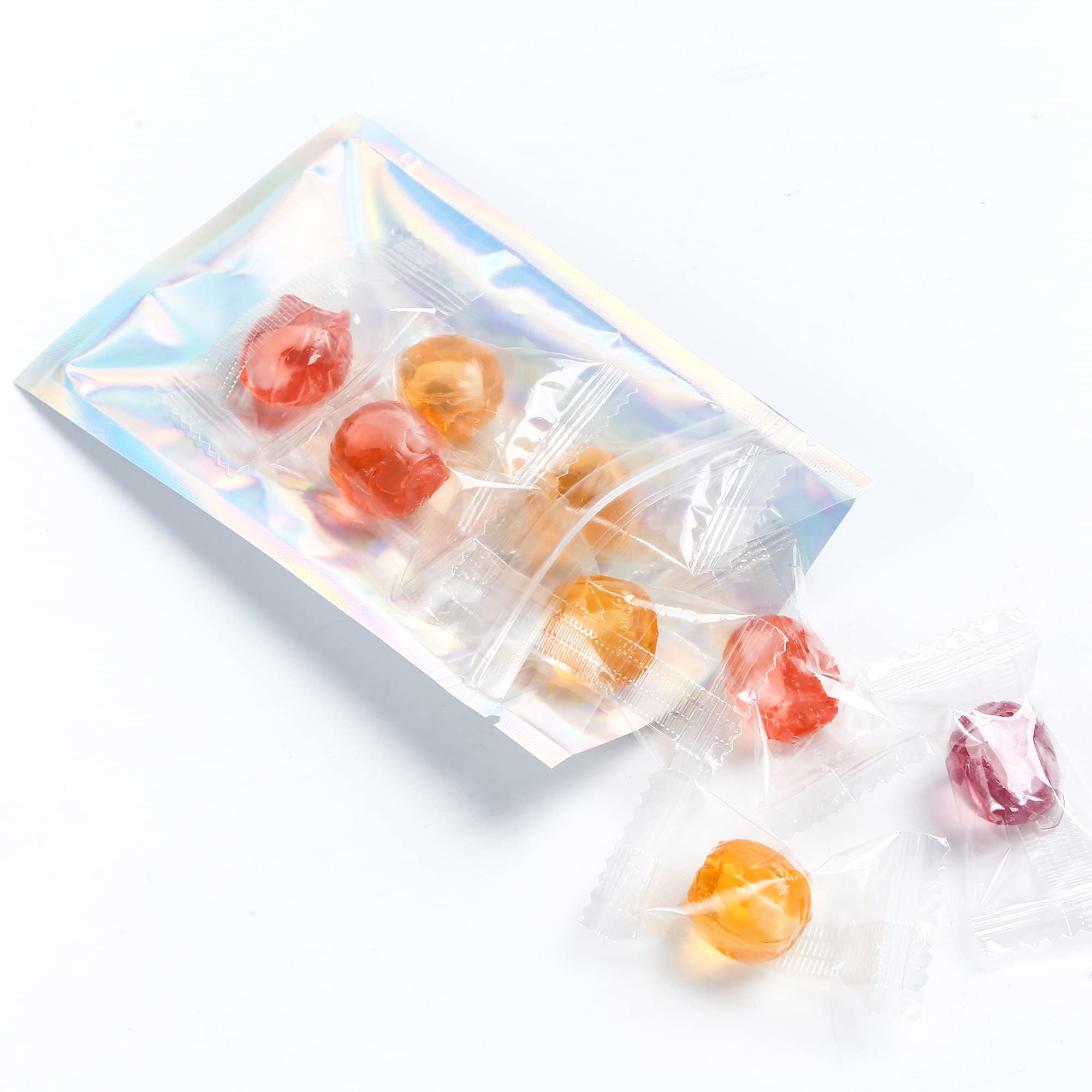 **Premium Holographic Zipper Bags - Rainbow Iridescent Foil Treat Bags for Candy, Snacks & Party Favors - Smell Proof & Airtight Holofoil Packaging (3.0