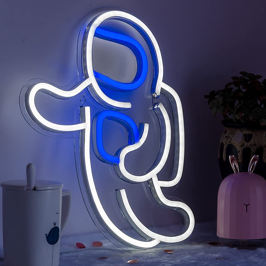 SYLHOME LED Neon Light Sign - 5V USB Powered Astronaut Wall Decor (12.6