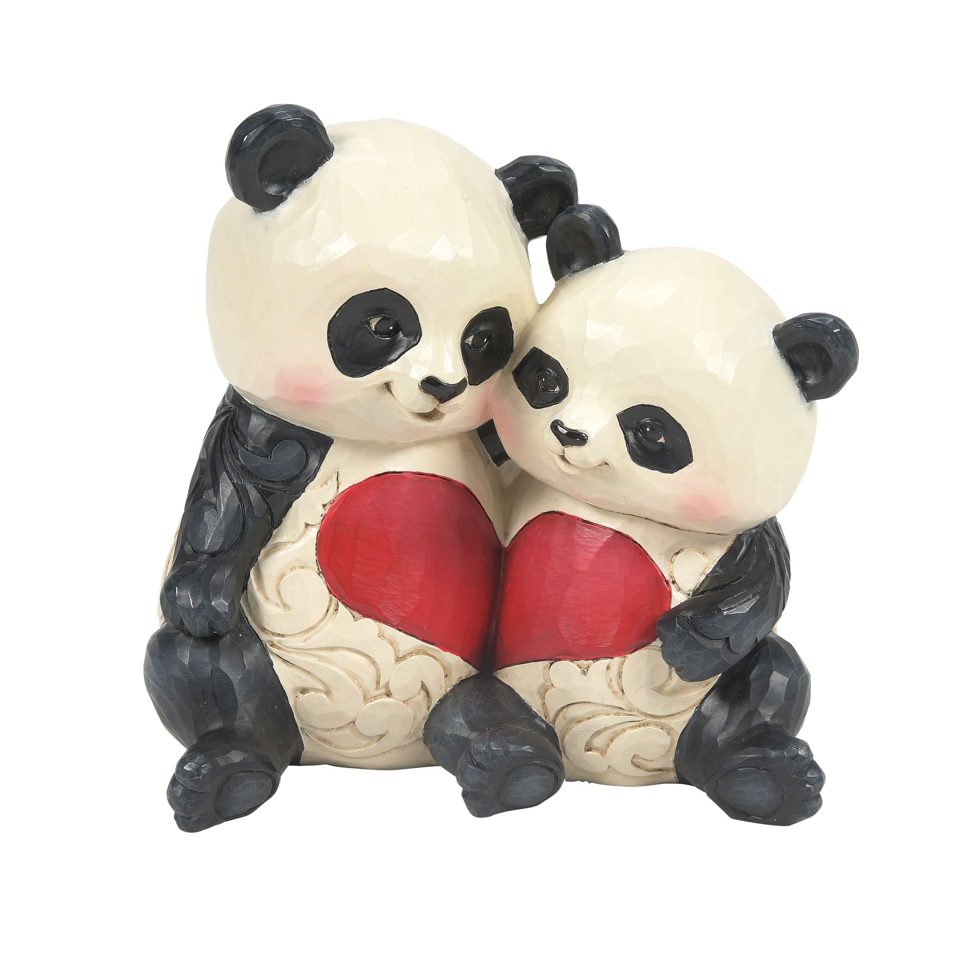 Panda Couple With Heart Figurine - Cute Panda Statue for Home Decor, Valentine's Gift & Romantic Couple's Room Decoration