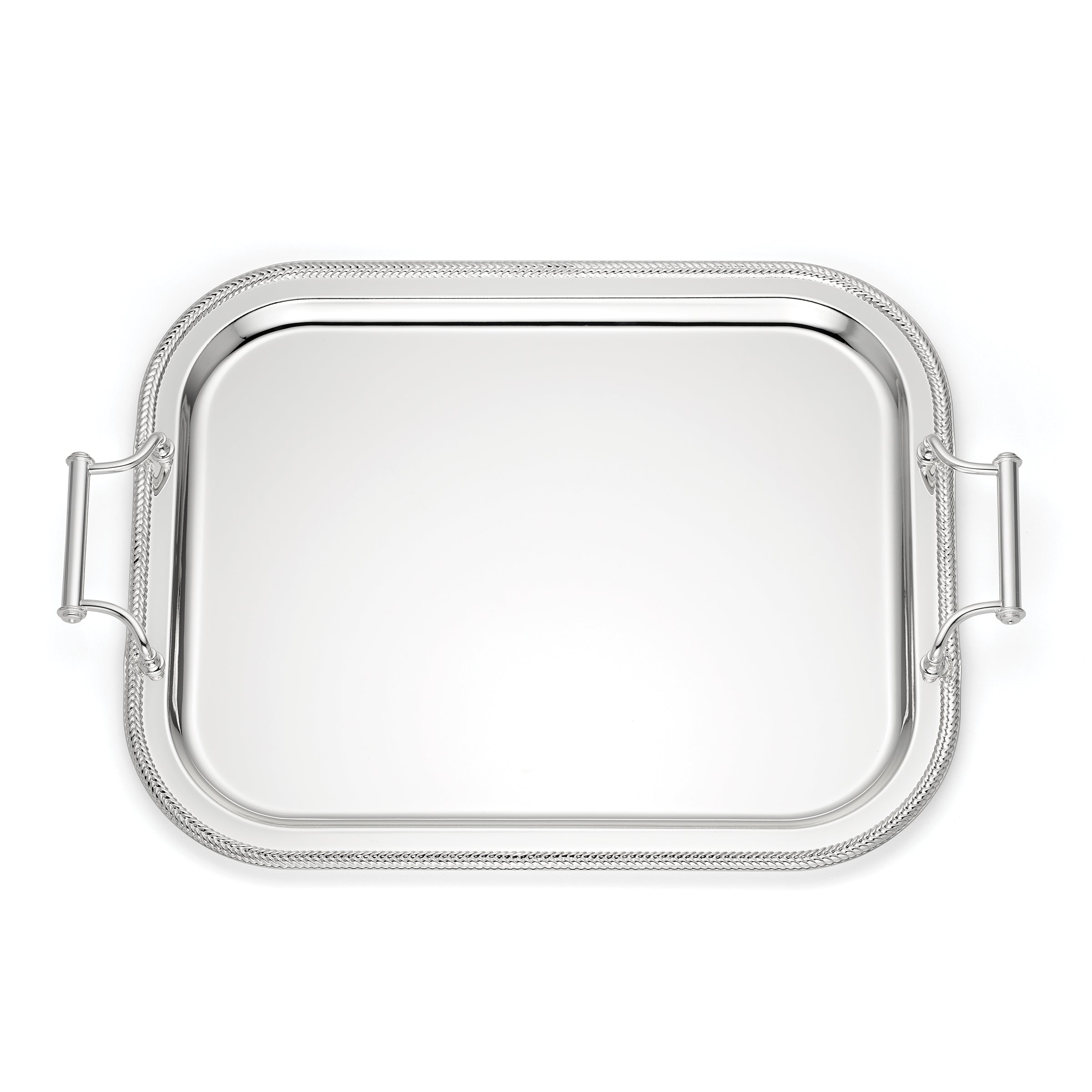 Elegant Rectangle Silver-Plated Serving Tray with Handles - Perfect for Tea Parties, Wedding Receptions & Home Decor