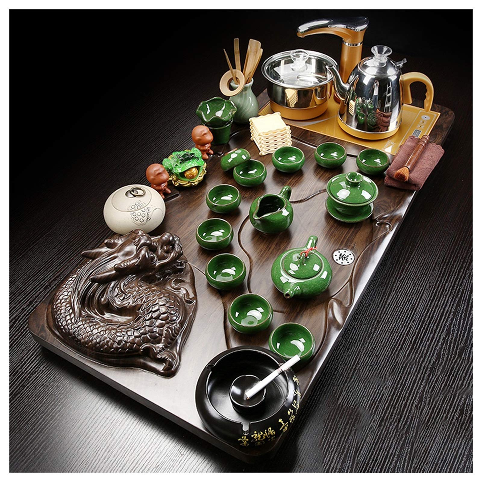 Premium Chinese Kung Fu Tea Set with Automatic Drainage Tray - Elegant Tea Ceremony Gift Set for Adults, Home & Office Use (Color: B-3) | Perfect for Meditation, Zen Decor & Asian Tea Culture Enthusiasts
