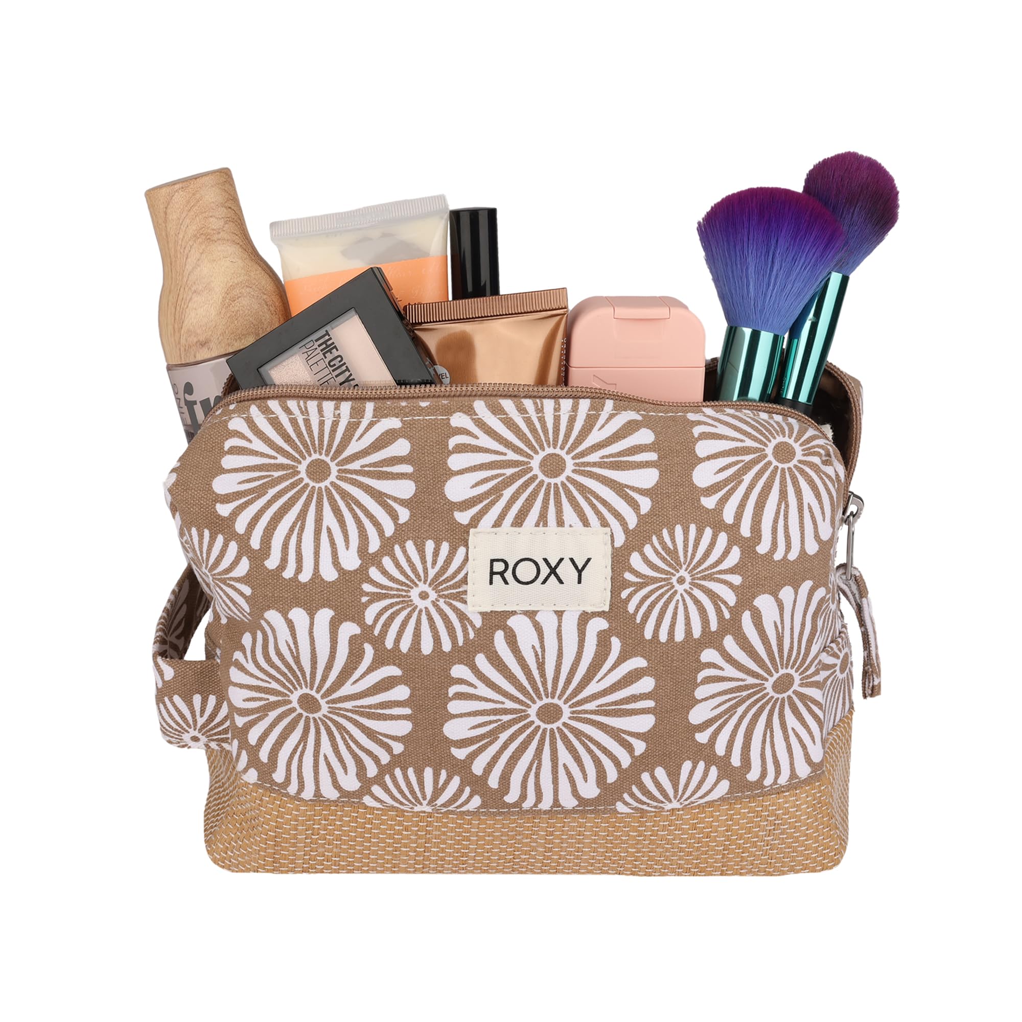Roxy Women's Misty Jetties Travel Cube - Waterproof Makeup & Toiletries Organizer Bag for Vacation, Small Floral Storage Case with Tropical Tile Design - Perfect for Beach Trips, Gym Essentials & Weekend Getaways