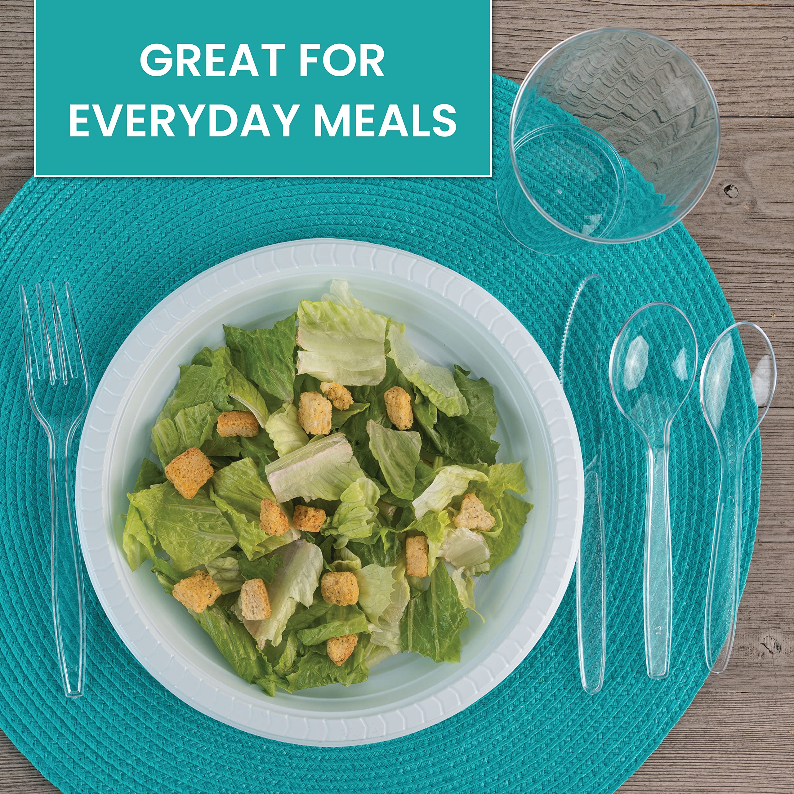 PLASTICPRO Round Plastic Plates and Bowls - 7 Inch Microwave Safe Disposable Dinnerware Set of 800, White - Perfect for Parties, Picnics & Catering Events