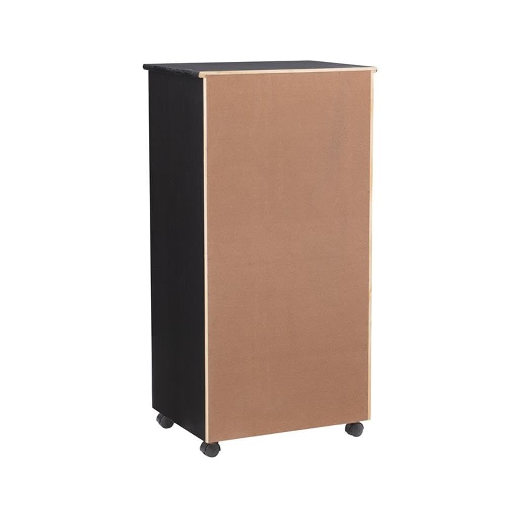 8-Drawer Black Wooden Rolling Storage Cart - Mobile Organizer for Bedroom, Office, or Craft Room - Transitional Style with Smooth Wheels