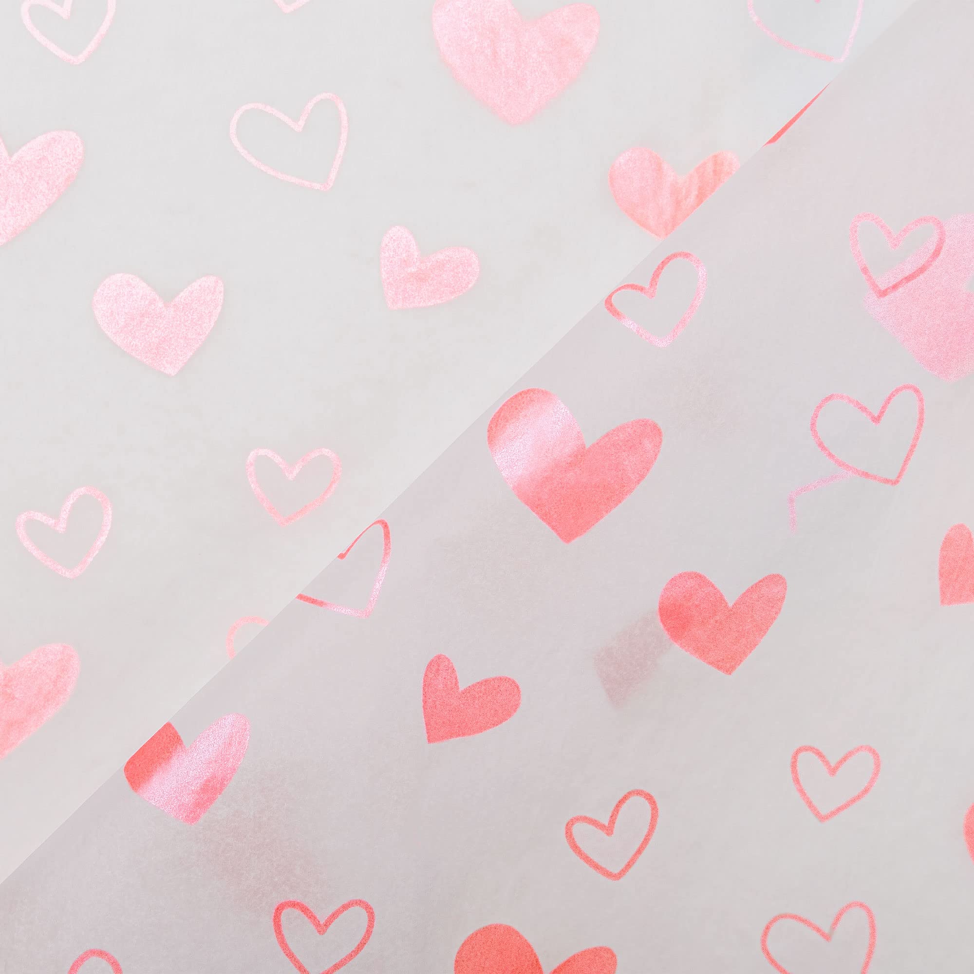 MR FIVE White with Pink Heart Tissue Paper Bulk - 20