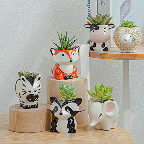 Gaolinci Mini Cute Ceramic Animal Flower Pot for Succulent Plants - Small Decorative Planter for Home, Office Desk, Garden Decor & Gift Ideas