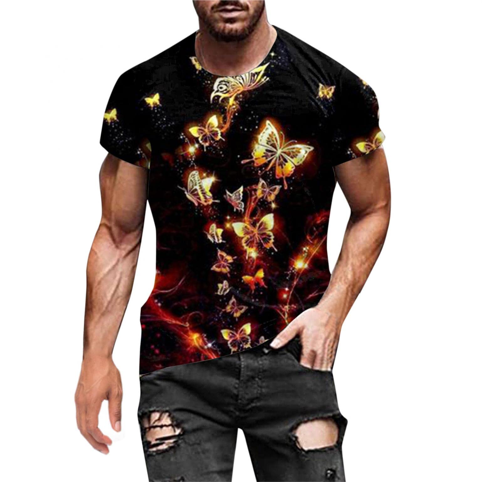 Sertiohcv Men's Polo Shirts - Fashion Digital Print Crew Neck Short Sleeve T-Shirts for Gym, Workout & Casual Wear | Breathable & Comfortable Men's Tops for Sports & Daily Use
