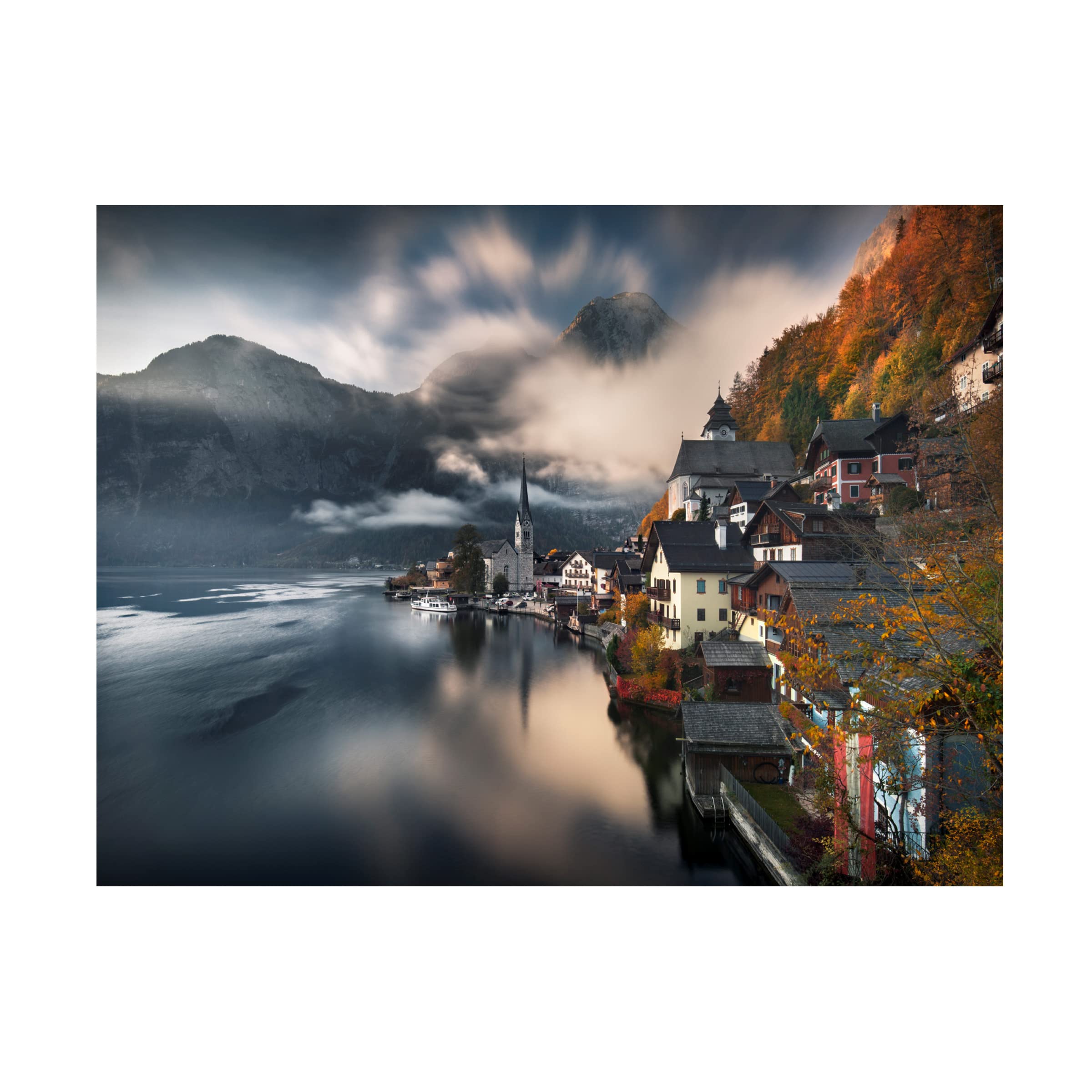 Trademark Fine Art 'Hallstatt' Canvas Wall Art Print by Karol Nienartowicz - Stunning Landscape Painting for Living Room, Bedroom & Office Decor