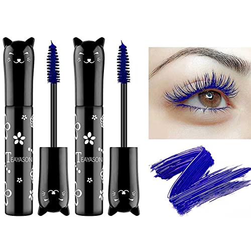 2 Pack Blue 4D Silk Fiber Lash Mascara - Hypoallergenic, Waterproof, Volumizing & Lengthening for Natural Look | Perfect for Daily Wear, Parties & Special Occasions