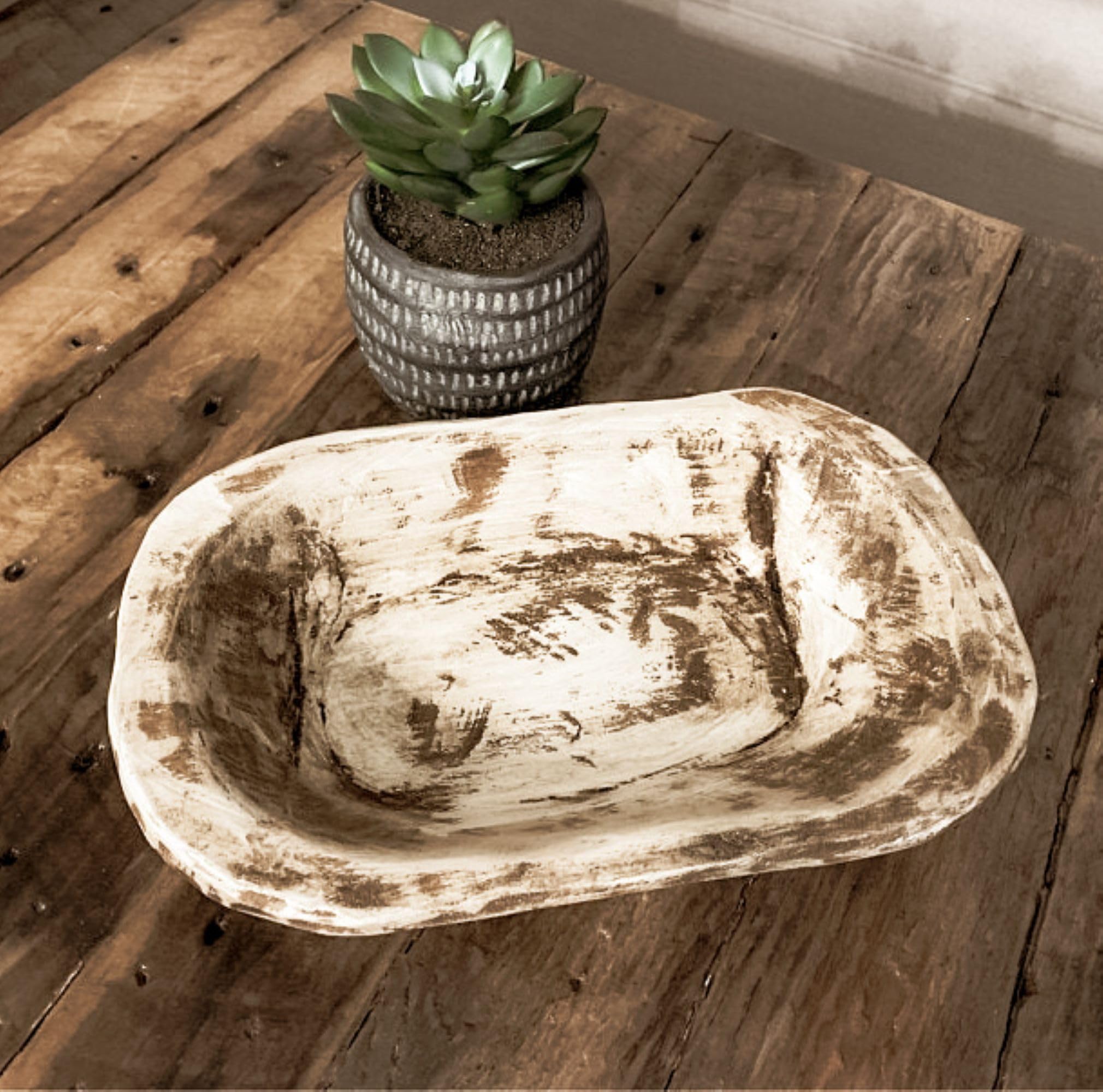 9-10 Inch Mini Dough Bowl | Small Wooden Decorative Bowl for Home Decor | Rustic Primitive Centerpiece for Tables, Shelves & Farmhouse Style