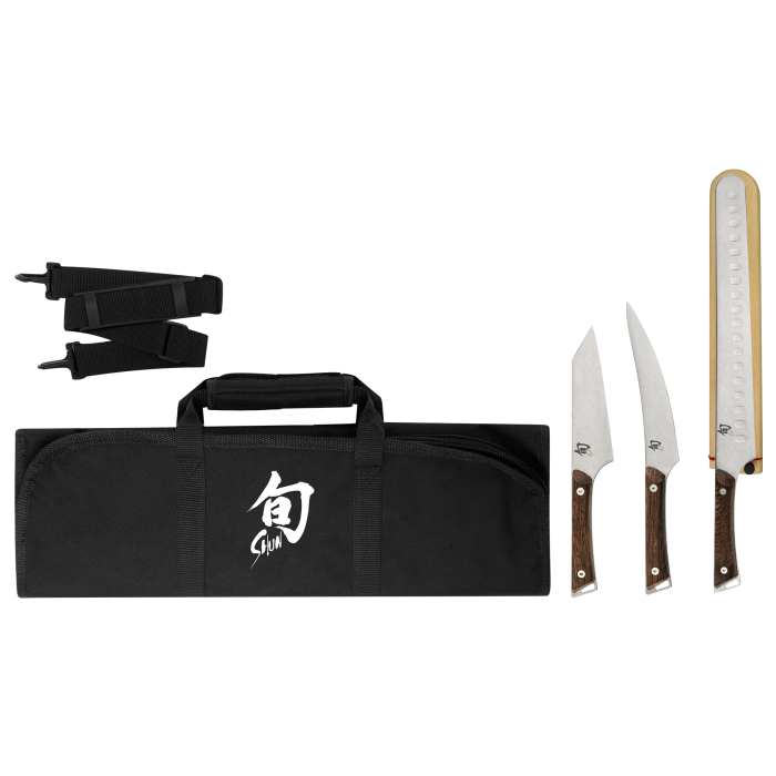 Shun SWTS0450 4-Piece Kanso BBQ Knife Set - Premium Japanese Stainless Steel Steak & Grilling Knives for Outdoor Cooking, Camping & Backyard BBQs