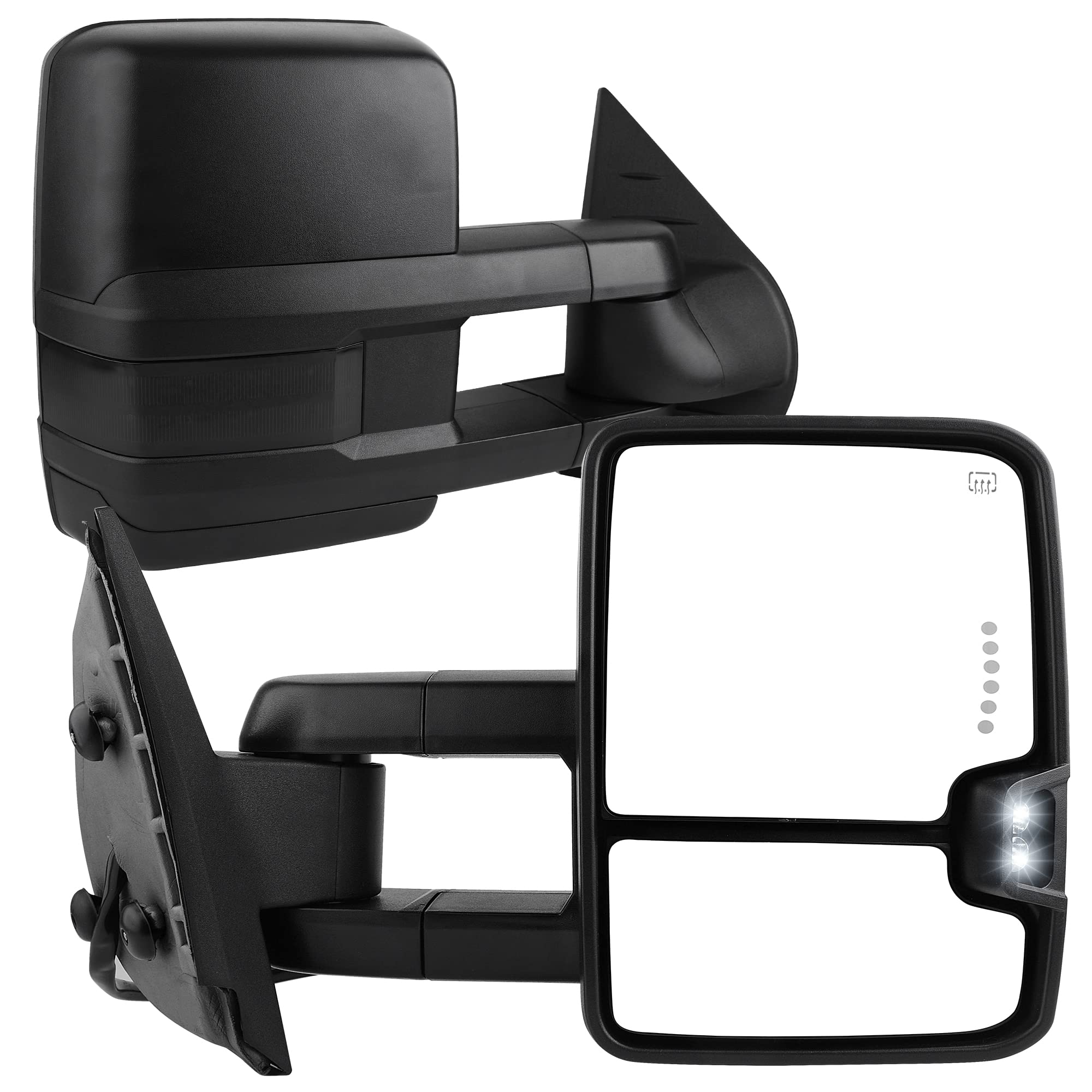 YITAMOTOR Power Heated LED Towing Mirrors with Signal & Reverse Lights - Compatible with Chevy Silverado 2007-2013 & GMC Sierra All Models - Perfect for Towing, Camping & Off-Road Adventures