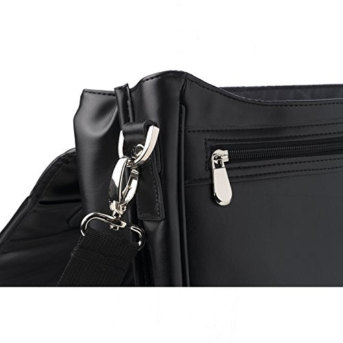 Premium Alpine Swiss Leather Briefcase for Men - Stylish Double Buckle Flap Over Business Bag in Black - Perfect for Office, Meetings & Professional Work
