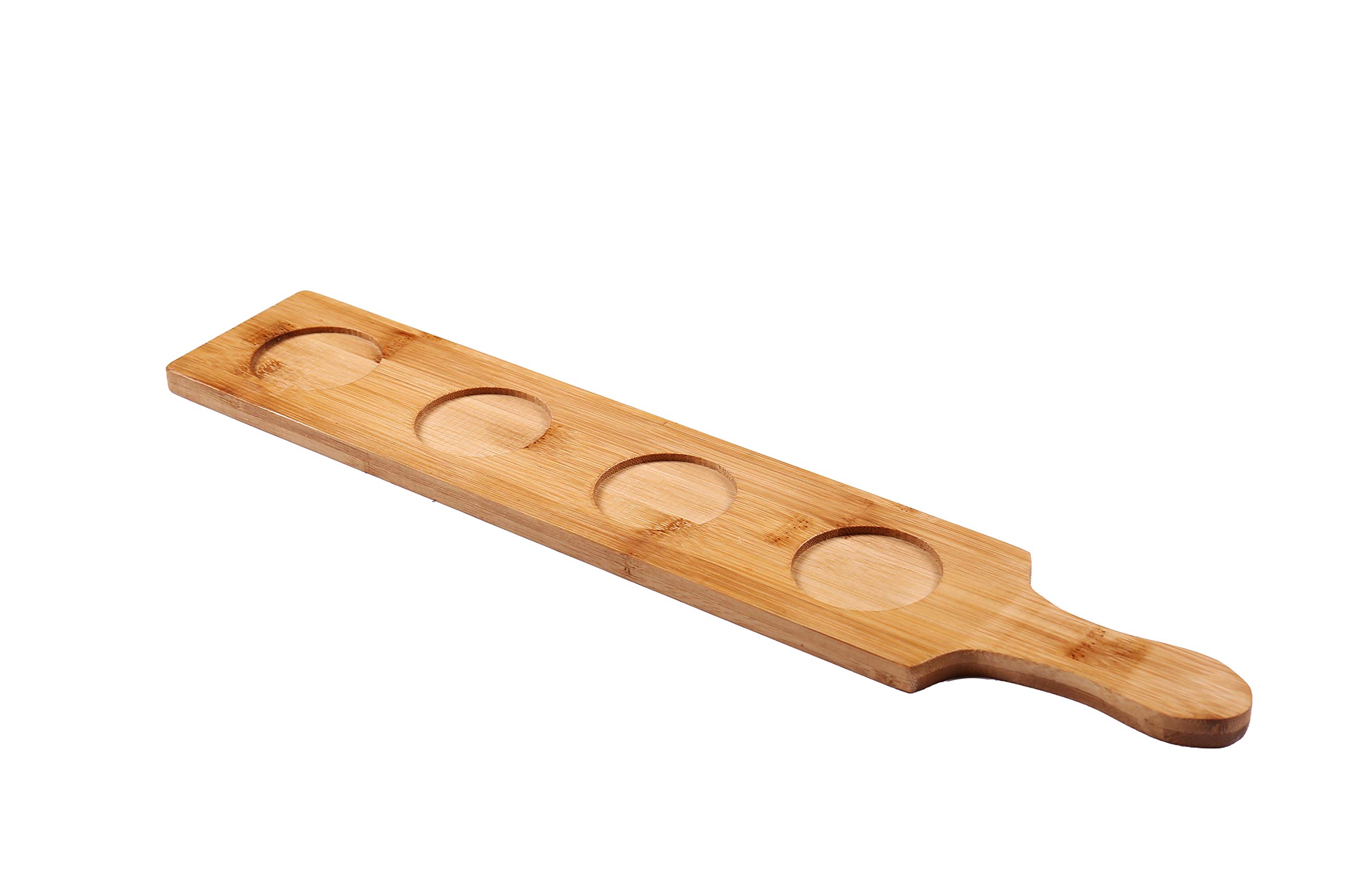 4-Piece Wooden Beer Tasting Flight Board Set - Natural Wood Sampler Paddle with Glass Holders - Perfect for Craft Beer Tasting, Home Brewing & Pub Parties