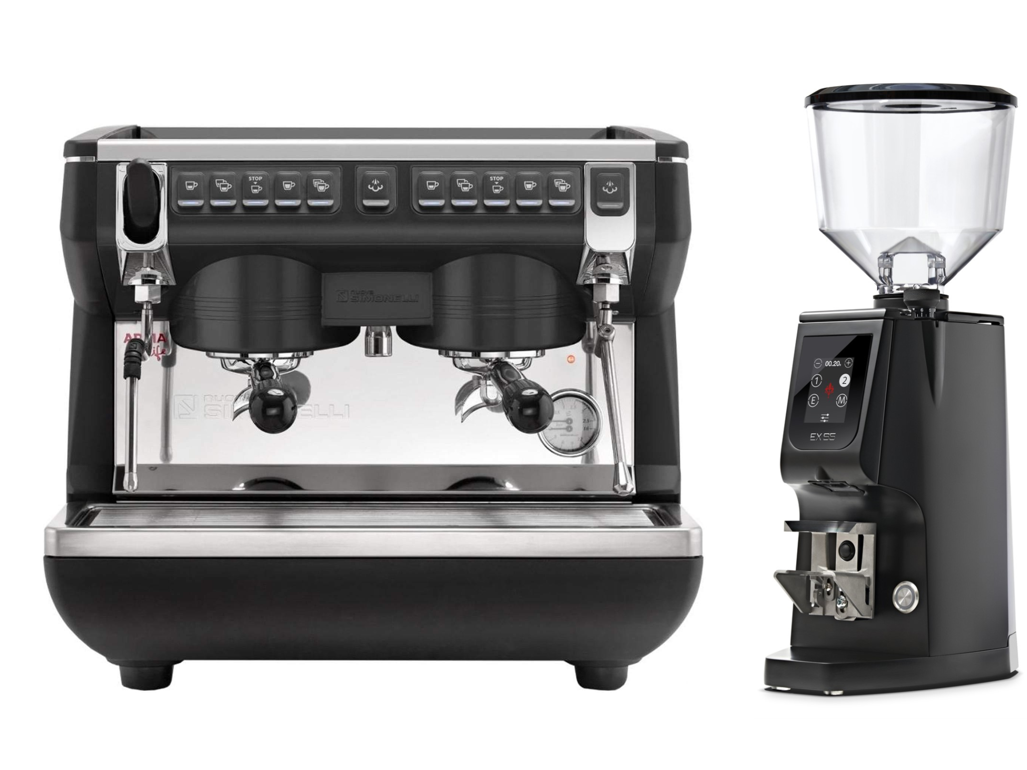 Nuova Simonelli Appia Life Compact Espresso Machine with MI40 Touch Grinder & Atom Excellence 65 Bundle - Professional Coffee Bar Setup for Home & Café Use