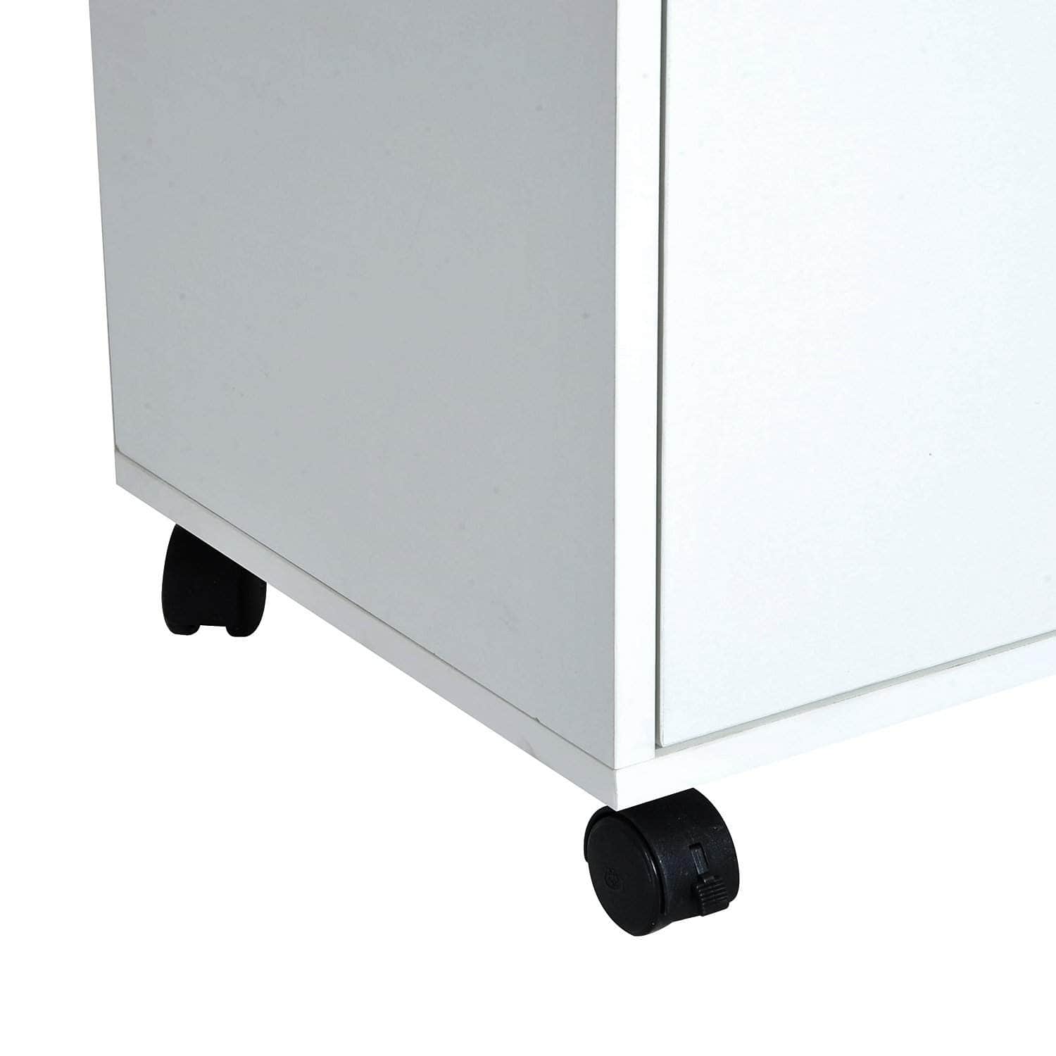24 Inch White Rolling Mobile File Cabinet with Drawer and Shelf - Perfect for Office Organization and Home Office Storage