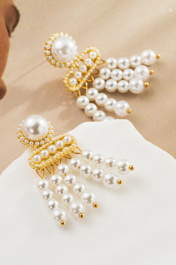 Elegant Pearl Tassel Drop Earrings for Women - Vintage Dangle Jewelry for Party, Wedding & Special Occasions