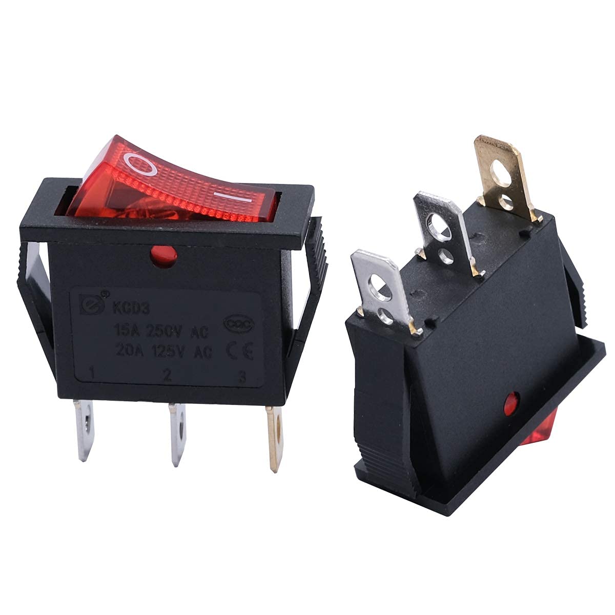 MXU3-101NR 6PCS AC 110V/120V Red Illuminated Rocker Switch SPST ON/OFF Toggle Power Switch 3 Pin - Perfect for Home Appliances, Industrial Equipment & DIY Electrical Projects