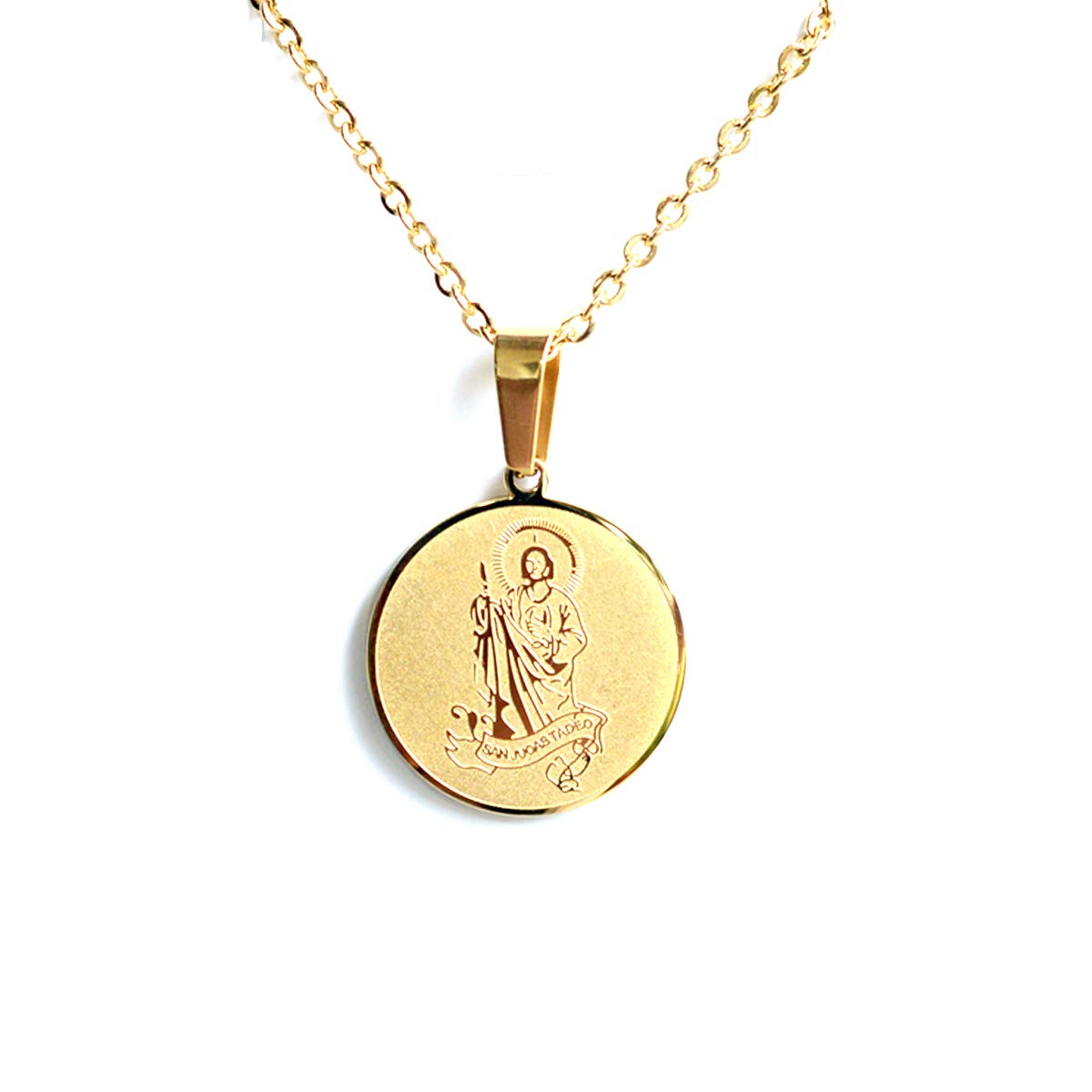 St. Jude Thaddeus Catholic Stainless Steel Pendant Necklace with 18