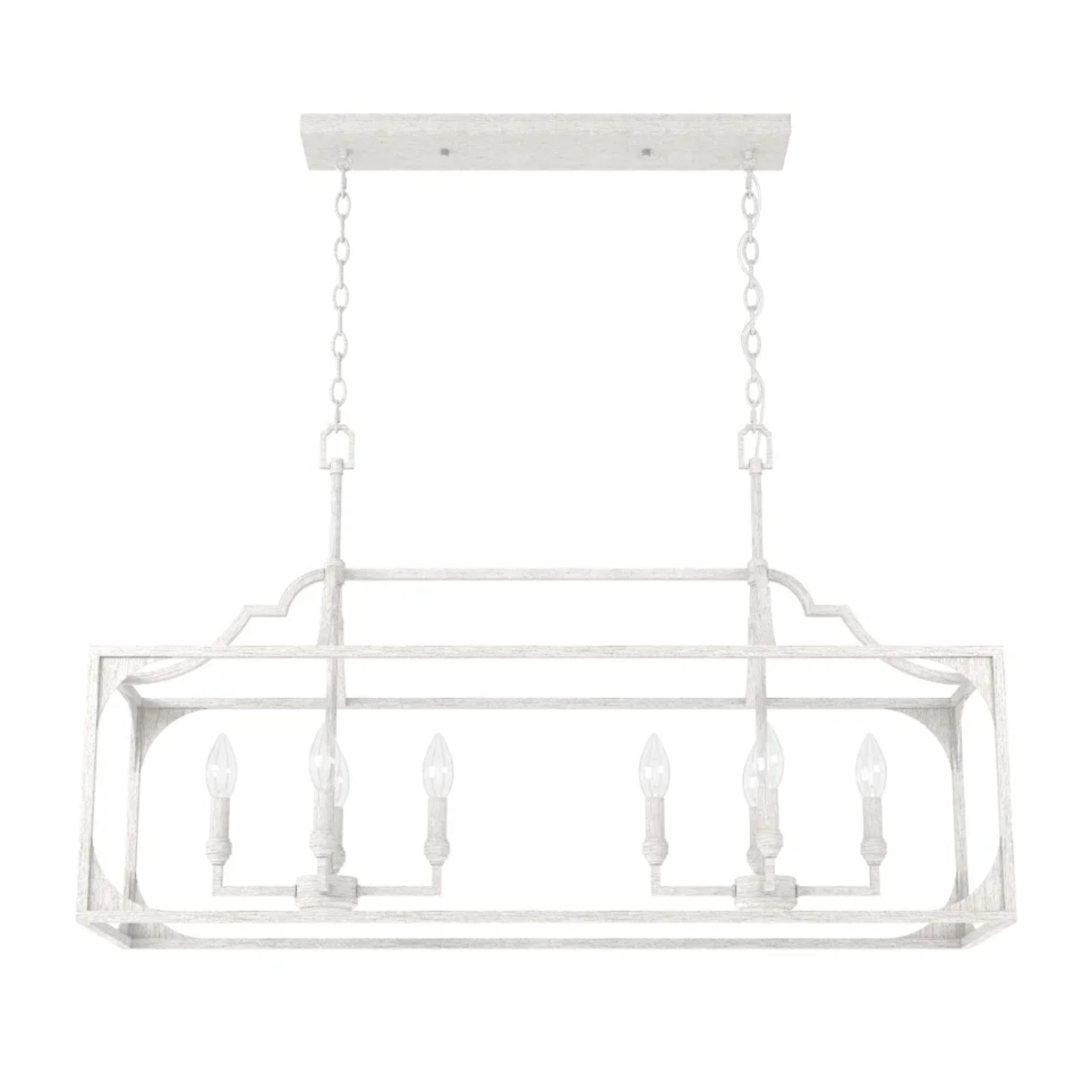 Hunter Highland Hill 8-Light Linear Chandelier in Distressed White - Modern Farmhouse Lighting for Dining Room, Kitchen Island & Entryway
