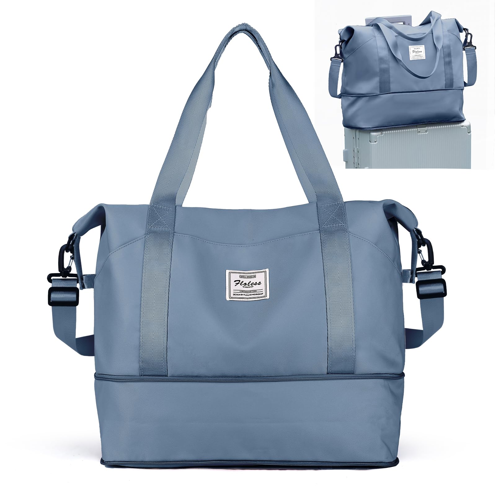Stylish Expandable Travel Duffel Bag for Women & Men - 18x14x8 Inch Carry-On Weekender with Trolley Sleeve - Perfect for Gym, Sports, Airplane Travel & Overnight Trips (Jewel Blue) | Ideal for Business Travel, Weekend Getaways & Fitness Enthusiasts