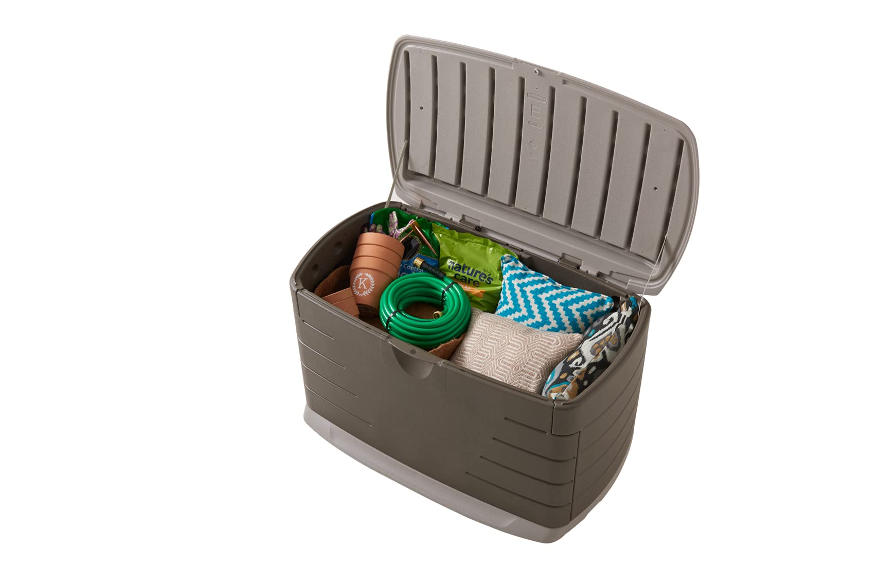 Rubbermaid 73 Gallon Medium Resin Outdoor Storage Deck Box - Weatherproof Brown Deck Organizer for Patio, Backyard & Pool - Perfect for Storing Garden Tools, Pool Chemicals, Toys & Patio Cushions | Ideal for Home Organization & Outdoor Storage Solutions