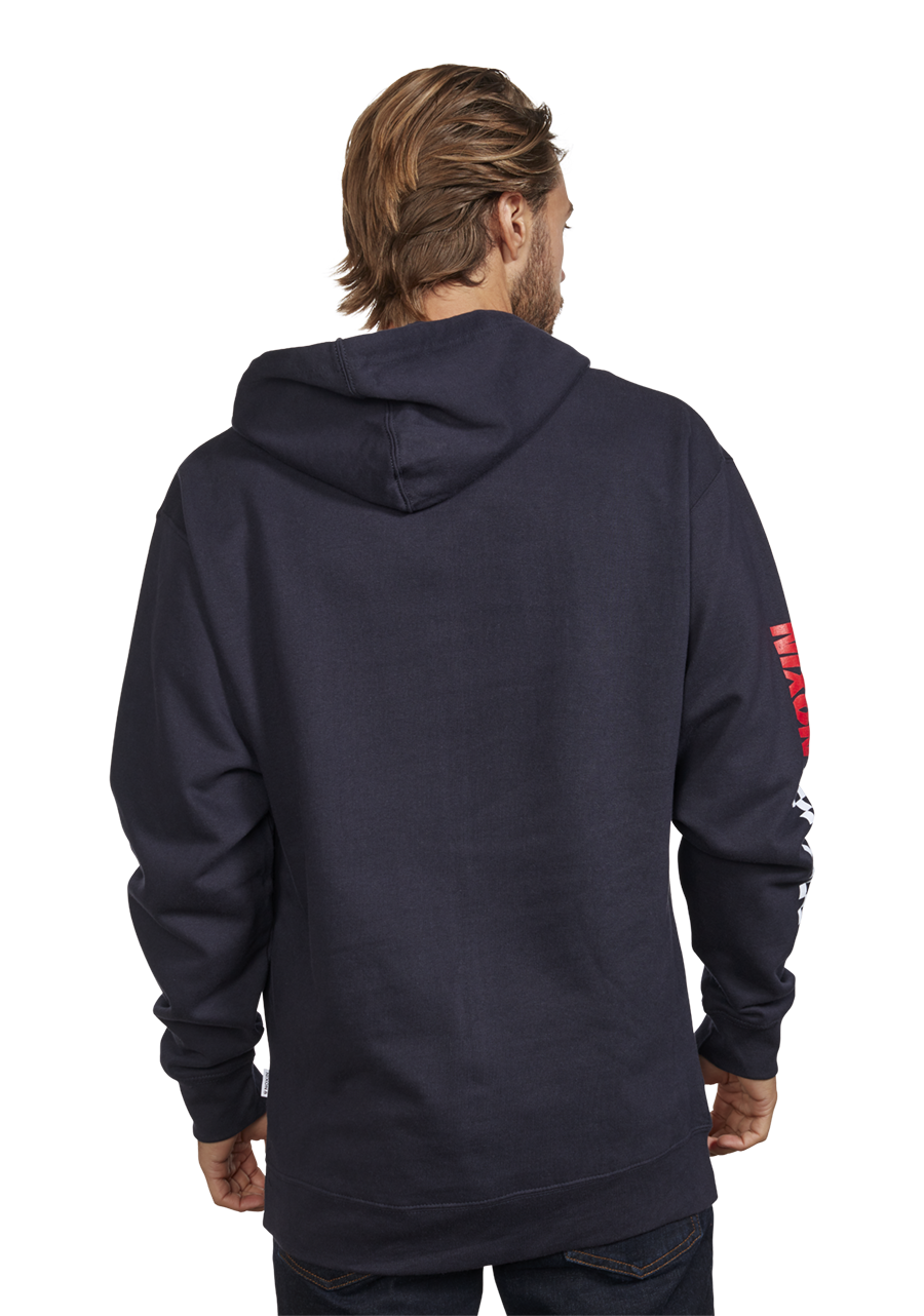 Circuit Hoodie for Men & Women - Navy & Red Color Block Design - Comfortable Streetwear for Casual Outings & Urban Fashion