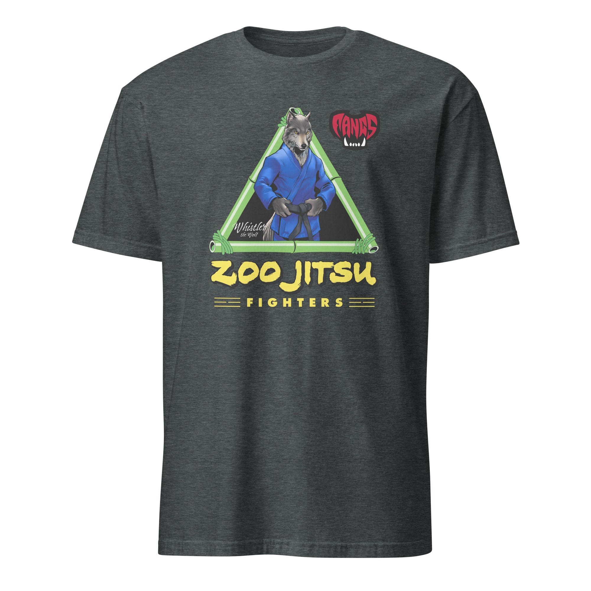 Zoo Jitsu Fighters Whistler the Wolf Graphic T-Shirt - Unisex Short Sleeve Cotton Tee for Martial Arts Fans & Anime Lovers - Perfect for Training, Cosplay, and Casual Wear