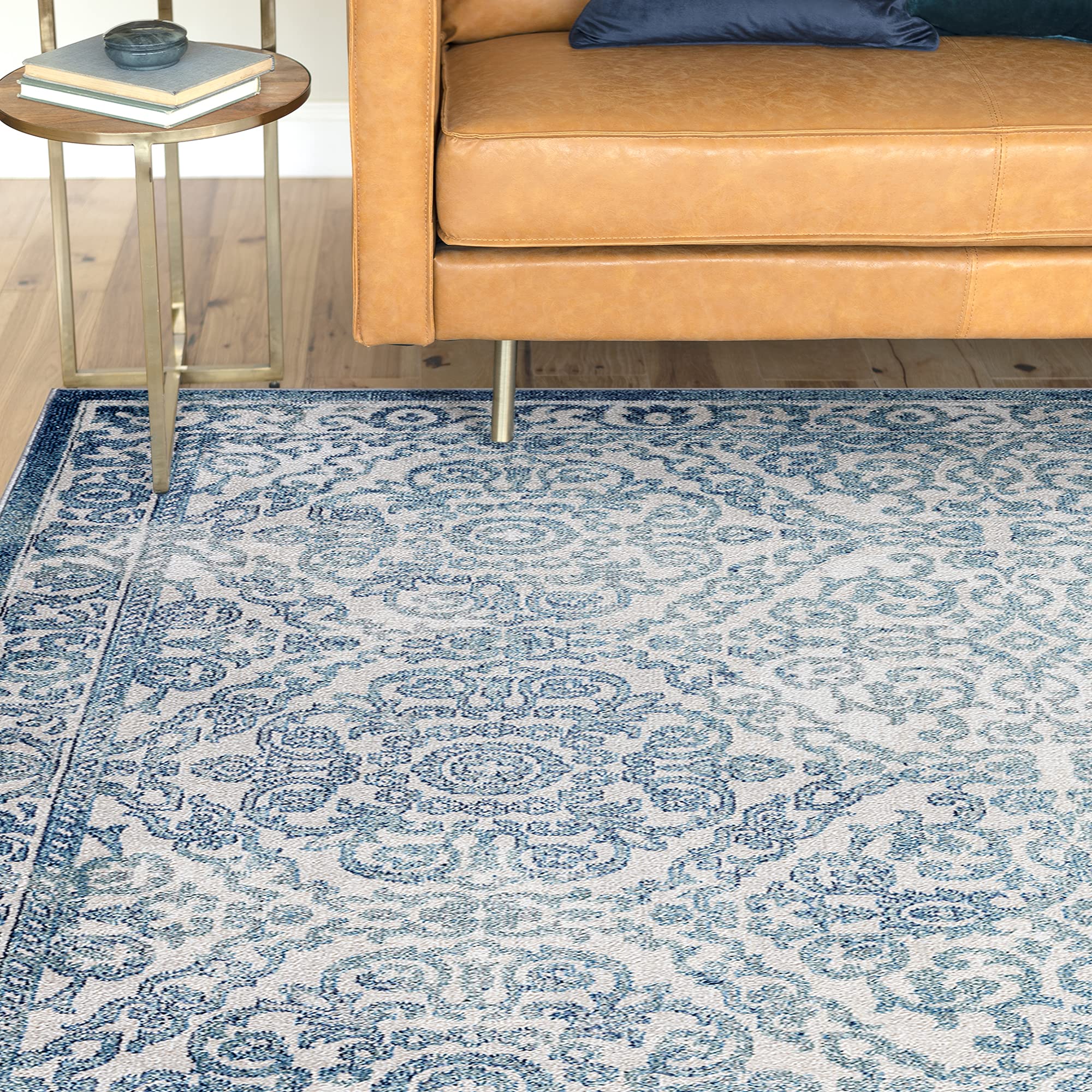 Tayse Geraldine Gray Large 9x12 Area Rug - Traditional Floral Carpet for Living Room, Dining Room, Bedroom, Kitchen & Entryway - Soft & Durable Home Decor - Perfect for Cozy Living Spaces & High-Traffic Areas
