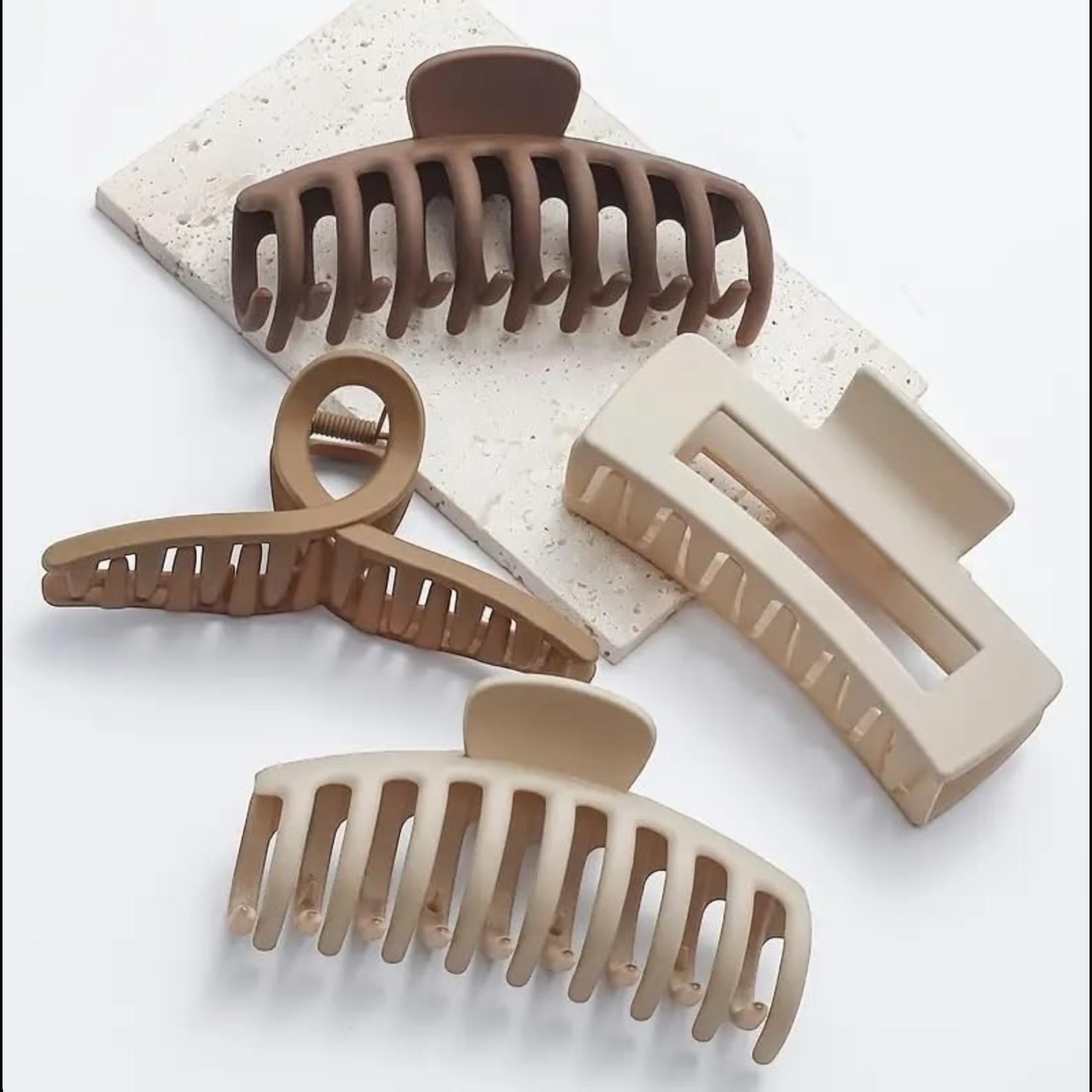PACTIV 4-Piece Large Claw Clips for Thick Hair - Non-Slip Wide Open Hair Clips for Women & Girls, Strong Hold Ponytail Holder Hair Accessories - Perfect for Workouts, Office, and Everyday Styling