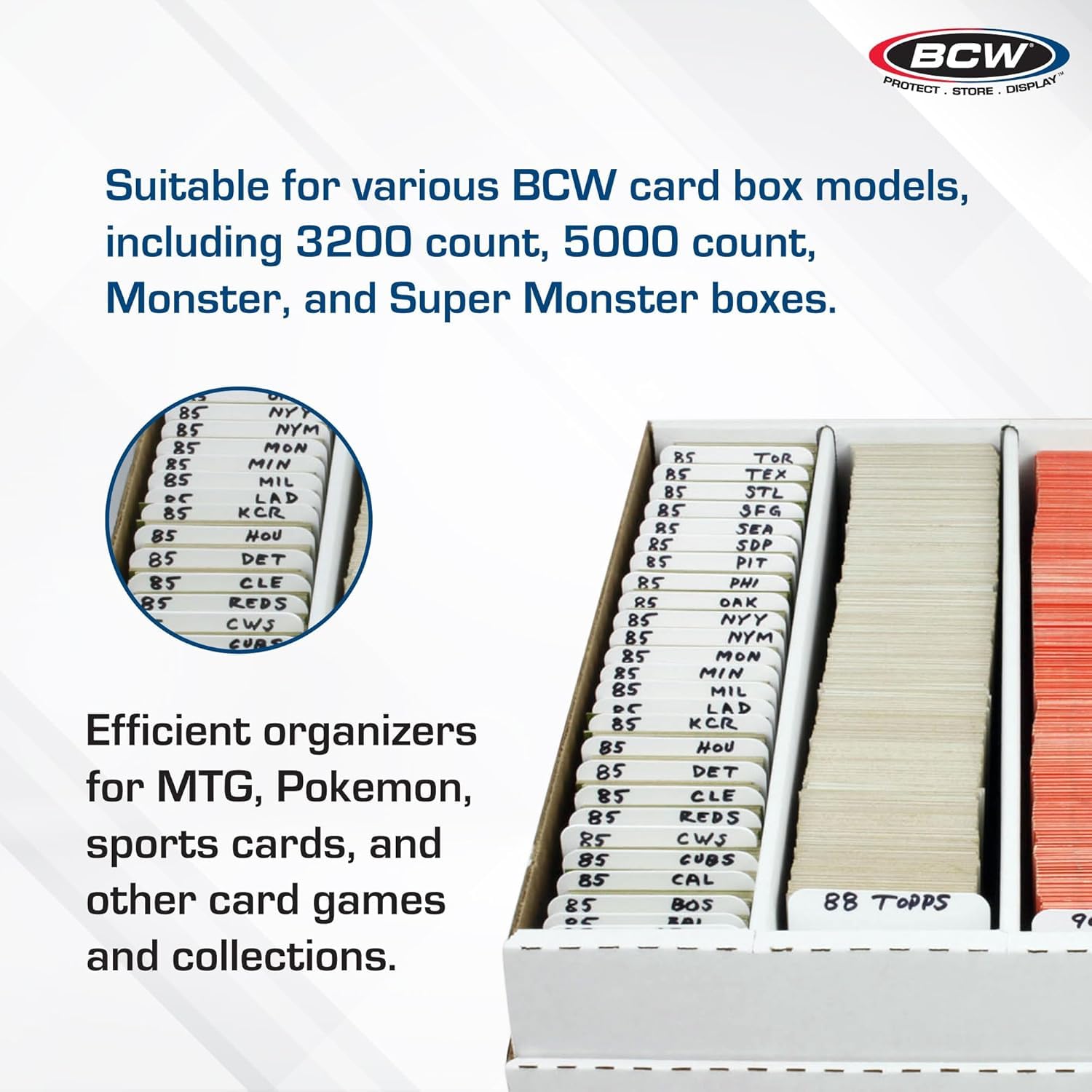 BCW 1000 Pack Trading Card Dividers - Archival Quality with Write-On Tabs | Compatible with 3200 & 5000 Super Monster Card Storage Boxes | Perfect for TCG, Sports Cards & Collectibles Organization