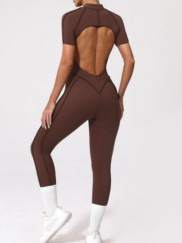 ZASUWA Women's Sexy Backless Zipper Scrunch Bum Jumpsuit - Stretchy Bodycon Romper for Clubwear, Night Out & Date Night