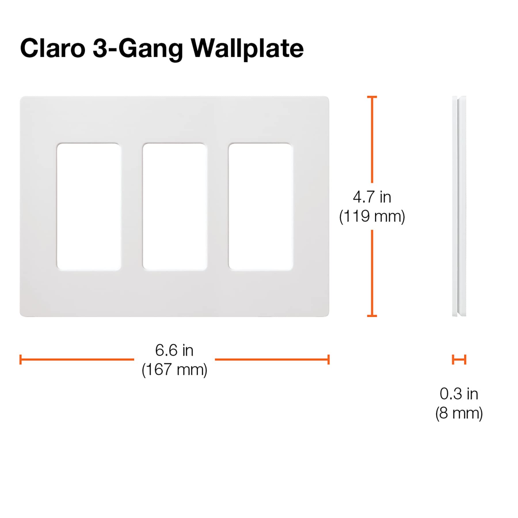 Lutron Claro 3-Gang Screwless Light Switch Cover Plate - Glossy Rocker Switch Wall Plate for Decorator Switches & Outlets (24-Pack, Light Almond CW-3-LA-24) - Perfect for Modern Homes, Offices & Renovation Projects