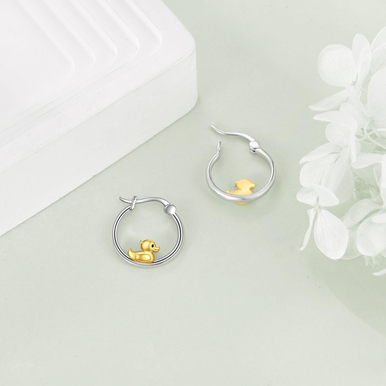 925 Sterling Silver Animal Hoop Earrings for Women - Duck, Seal, Capybara, Octopus, Rabbit, Panda, Crocodile, Unicorn, Black Cat, Butterfly, Owl, Bee, Penguin | Cute Dainty Jewelry Gift for Her, Everyday Wear & Special Occasions