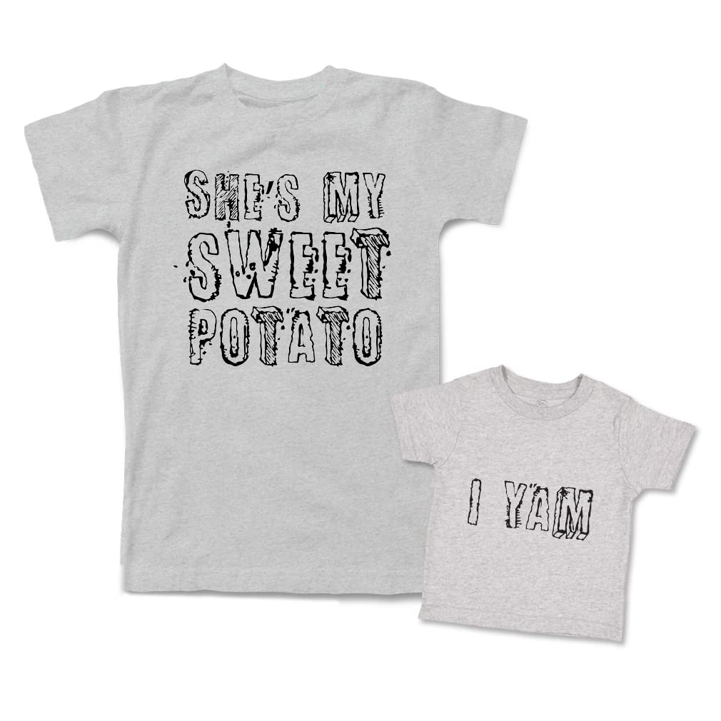 Mommy and Me Matching Outfits - She's My Sweet Potato Yes I Yam Style B Cotton - Perfect for Mother's Day, Family Photos & Special Occasions