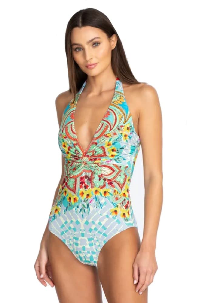 Johnny Was Elena Twist One-Piece Swimsuit - Floral Print, Adjustable Straps, UPF 50+ Sun Protection | Perfect for Beach Vacations, Pool Parties & Summer Getaways