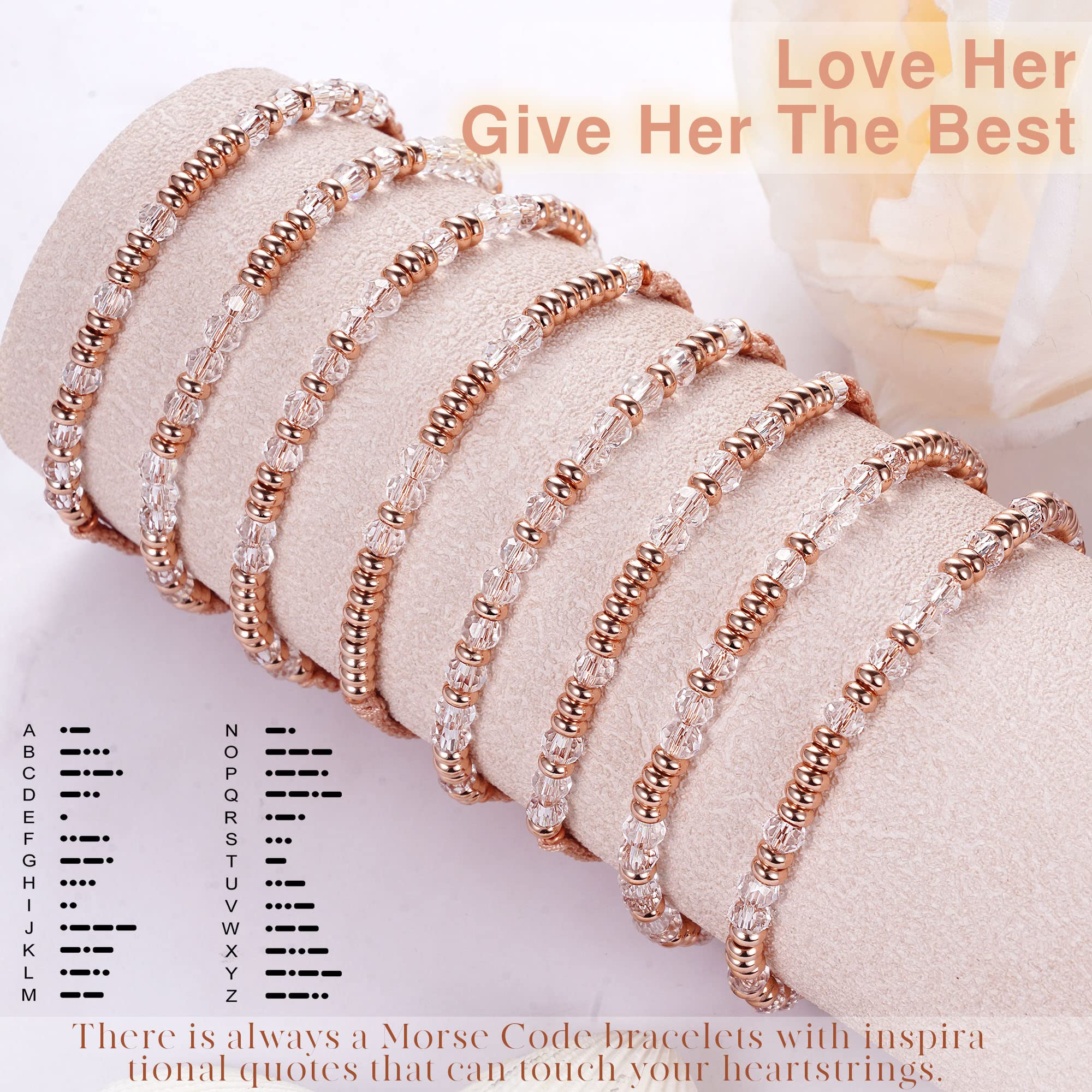 Btysun Morse Code Bracelets for Women - Inspirational Pink Braided Friendship Jewelry | Best Friend Birthday Gift, High School Graduation Present, Christmas Stocking Stuffer for Teens & Moms | Perfect for Daily Wear, Special Occasions & Meaningful Gifting