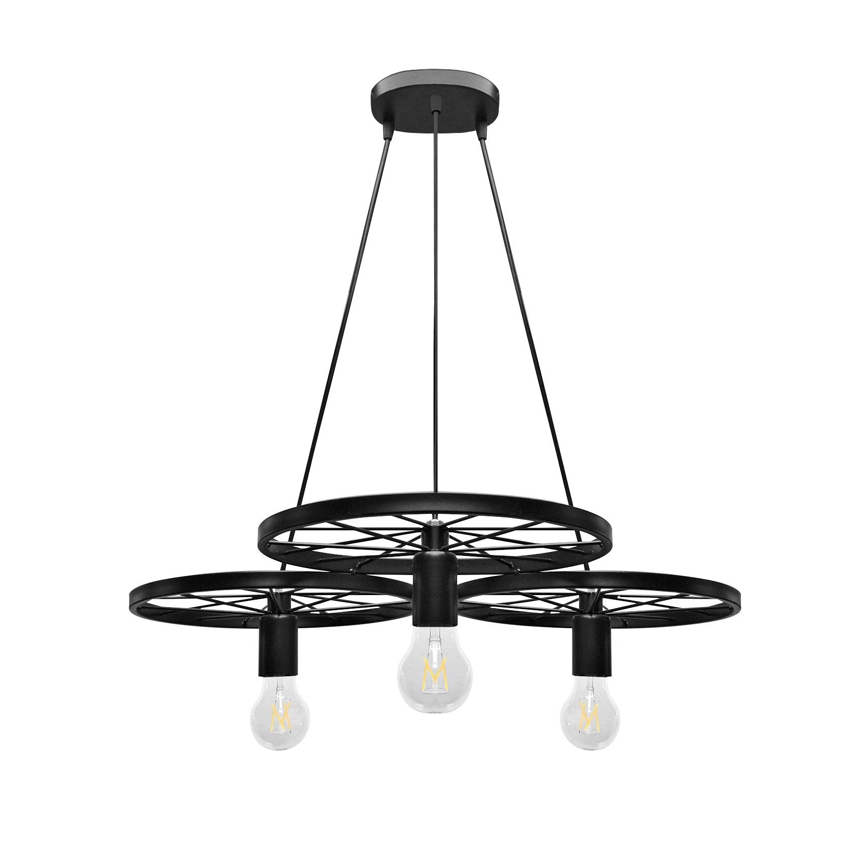 Industrial Rustic 3-Light Metal Pendant Lighting Fixture - Vintage Farmhouse Ceiling Light for Kitchen Island, Dining Room, Bar Counter