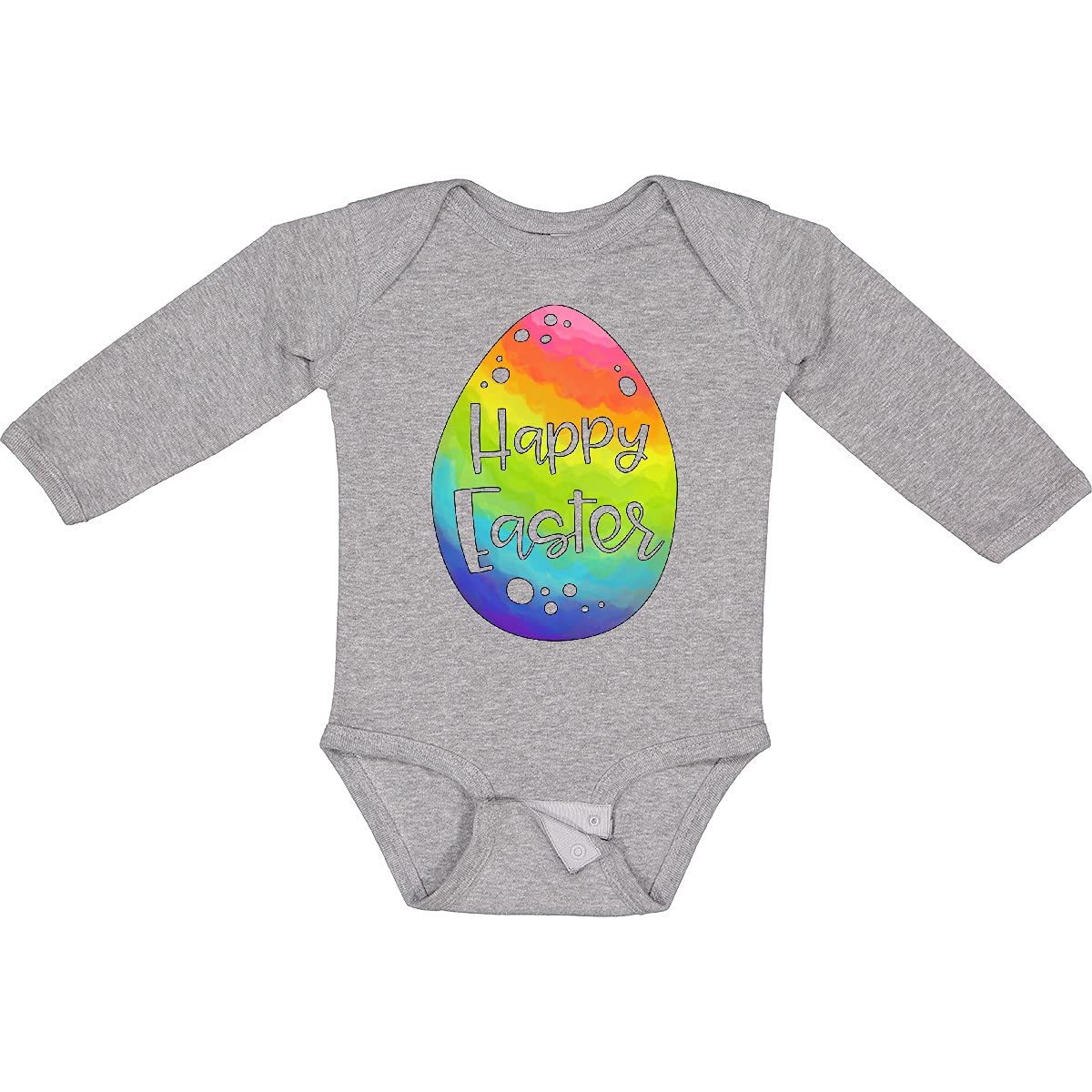Inktastic Happy Easter Rainbow Easter Egg Long Sleeve Baby Bodysuit - Cute Easter Outfit for Infants & Newborns - Perfect for Easter Photos, Egg Hunts & Family Gatherings