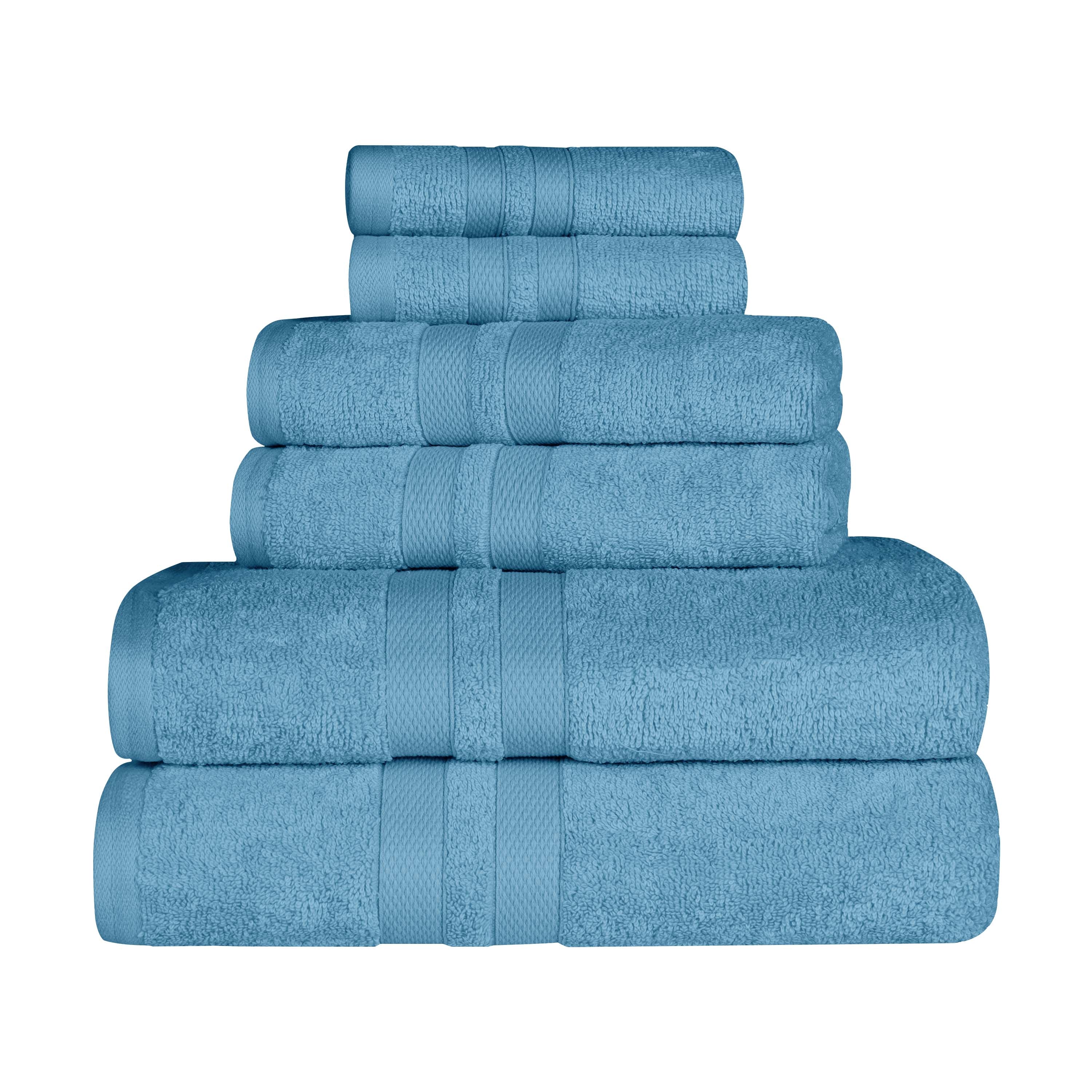 Ultra Soft Cotton Absorbent Bath Towel Set - 6 Piece Solid Color Collection for Spa, Gym & Luxury Home Use