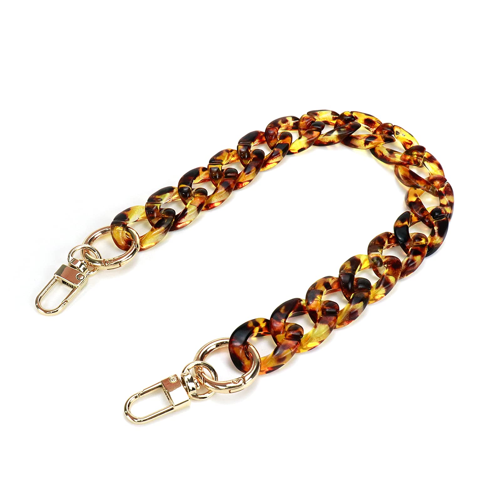 Savagrow 15.7 Inch Vintage Acrylic Resin Chain Purse Strap - Short Thick Shoulder Bag Strap with Buckle, Amber Leopard Print for Handbags, Crossbody Bags & Totes | Stylish Accessory for Women's Fashion
