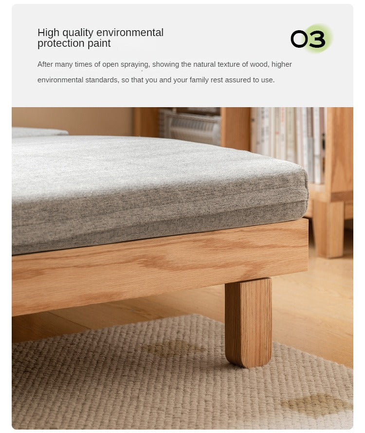 Solid Oak & Beech Wood Sofa Bed - Convertible Sleeper Sofa for Small Spaces, Guest Room & Living Room Furniture - Durable & Stylish Modern Design