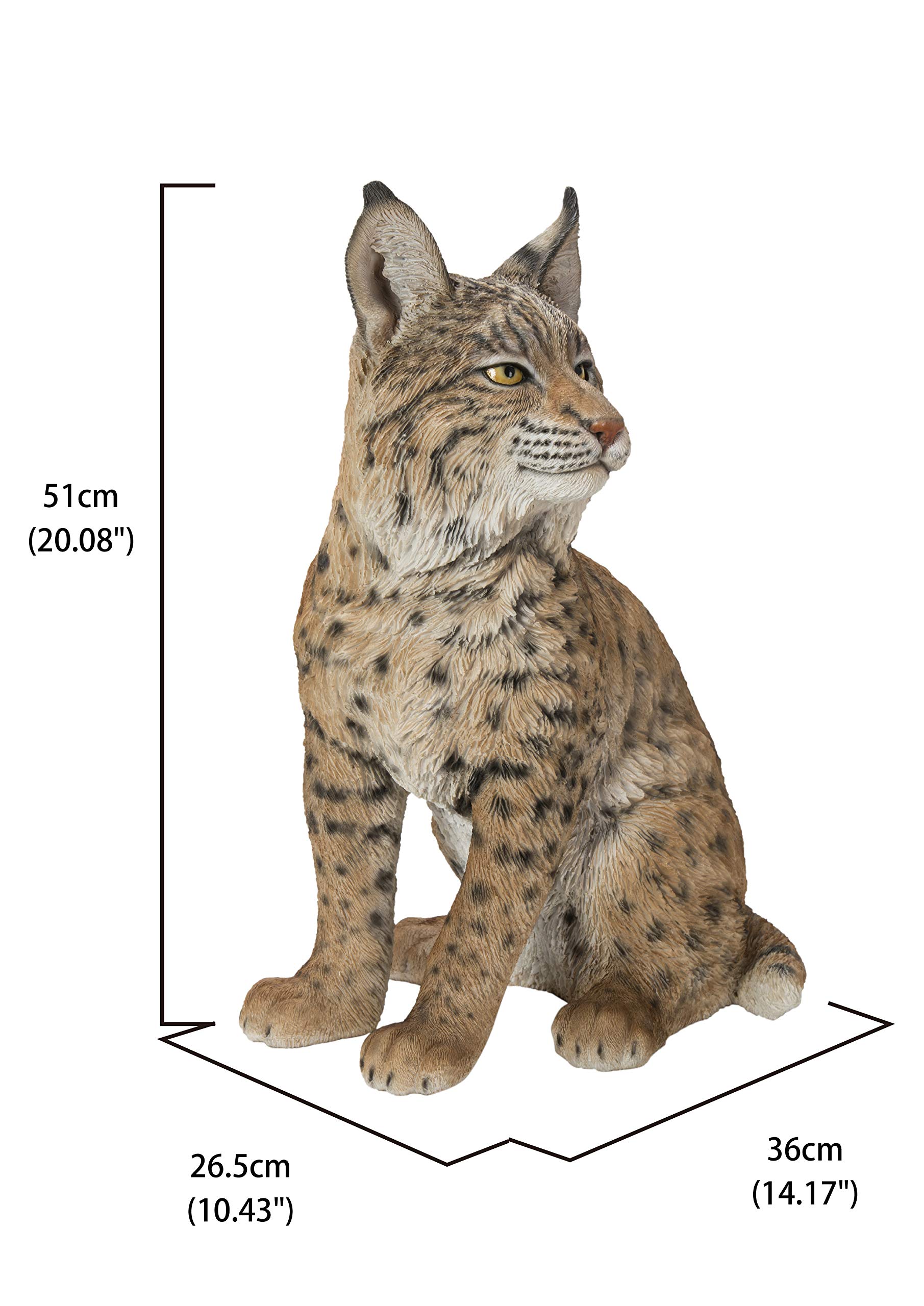 Hi-Line Gift Ltd. Sitting Bobcat Statue - Realistic Yellow and Black Decorative Figurine for Home, Office, or Garden Decor