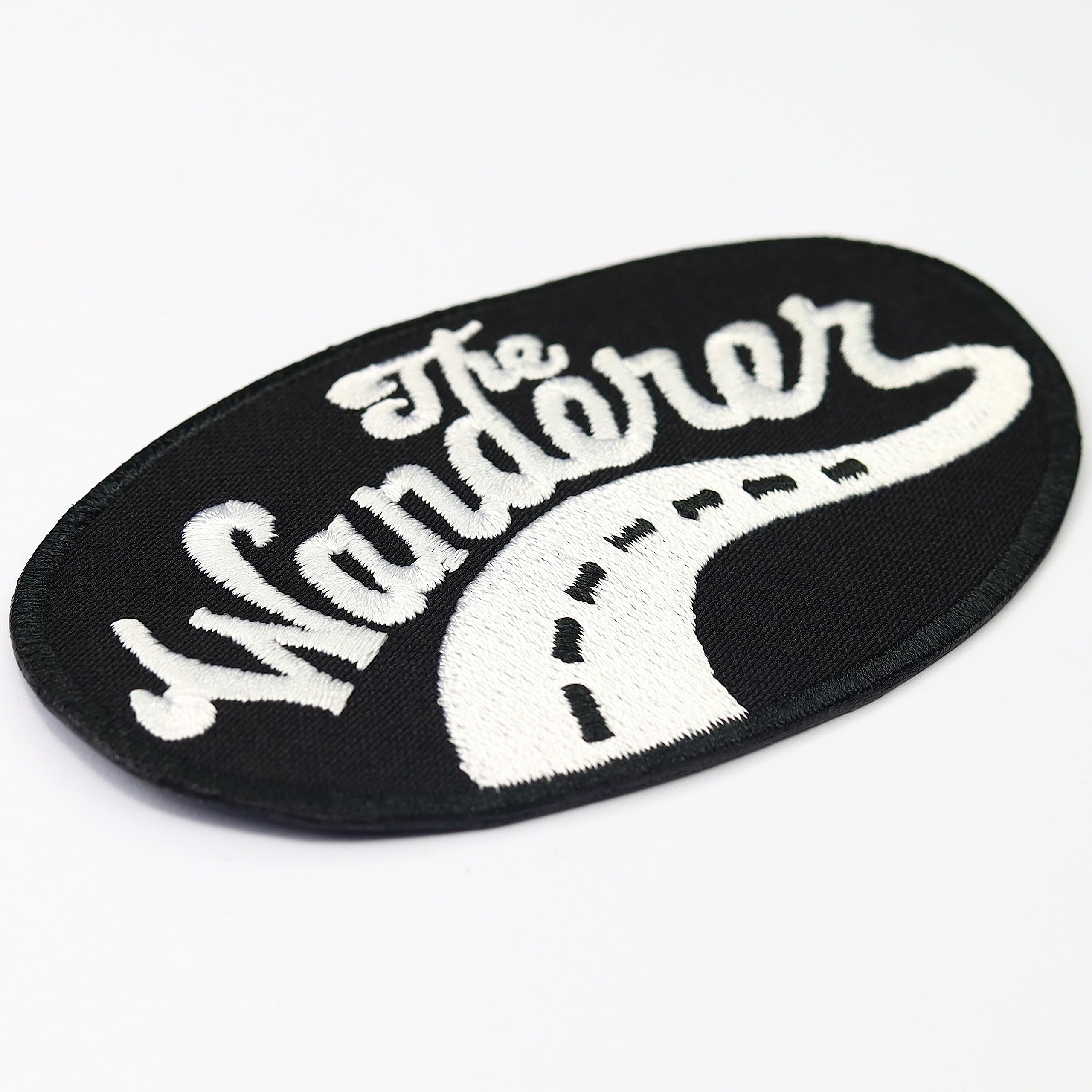 High-Quality Iron-On Patch Badge for Motorcycles & Camping - The Wanderer Street Highway Design - Perfect for Jackets, Vests & Backpacks